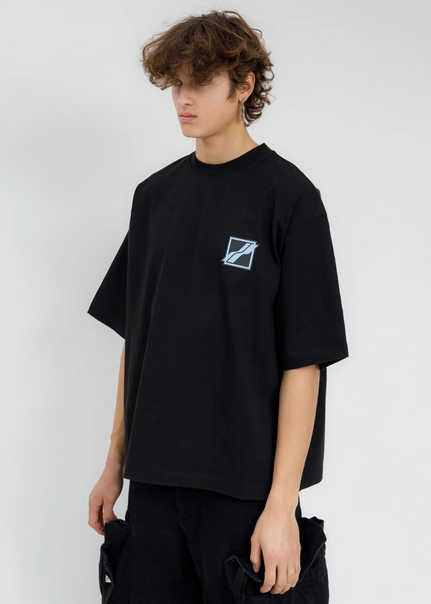 Black Hotfix Patch Logo T-Shirt - Image 3
