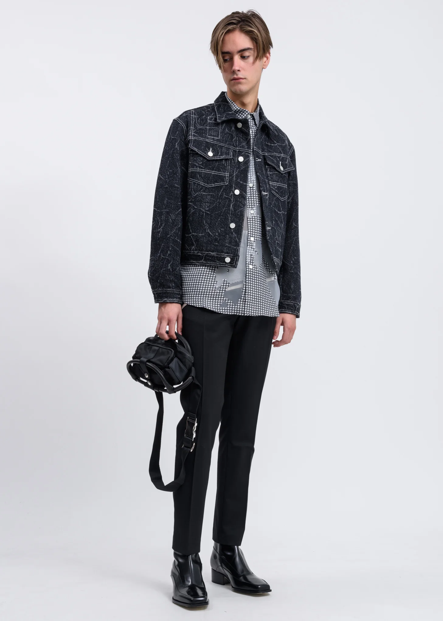 Black Houndstooth D'angelo Raw Trousers - Image 2
