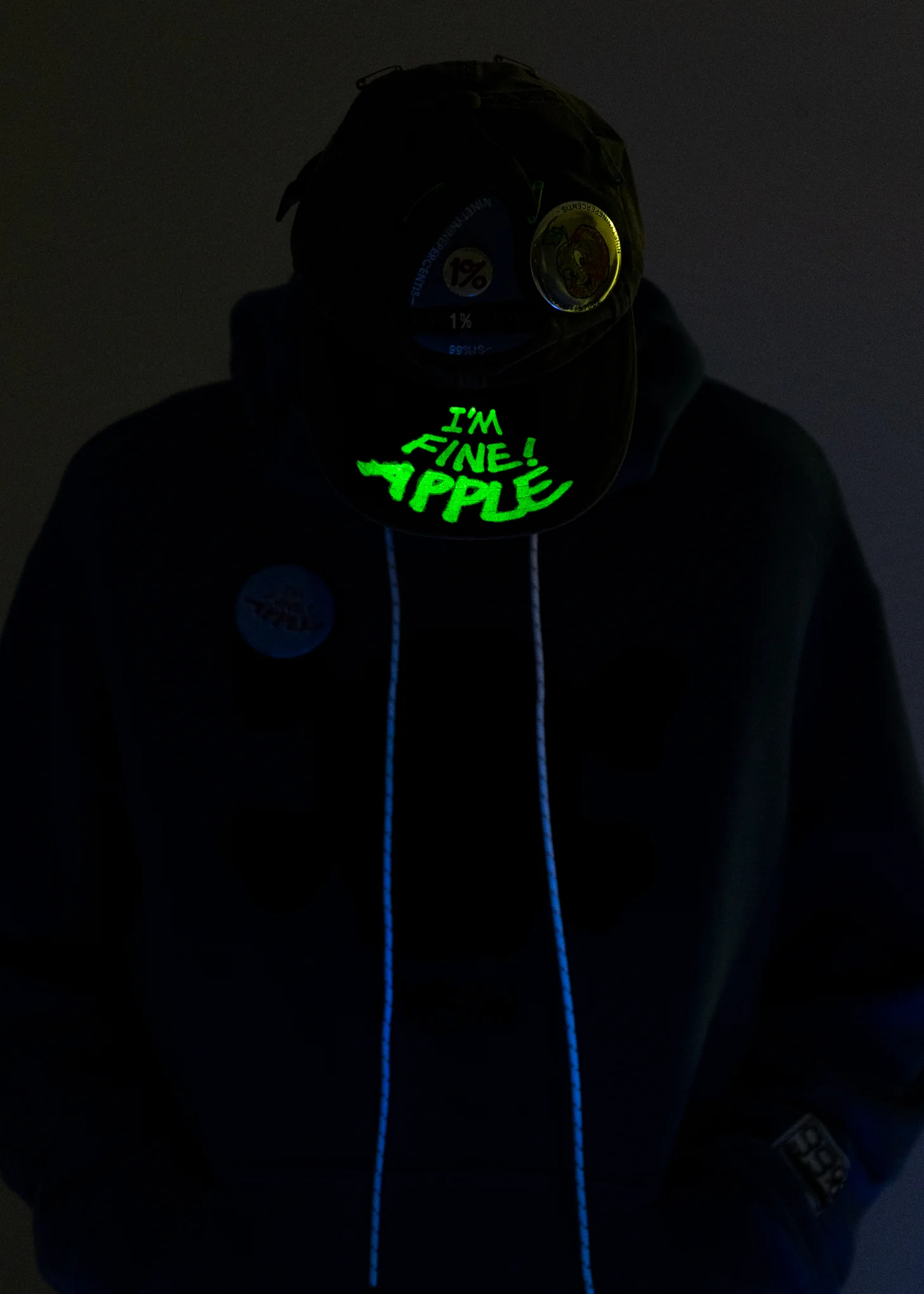 Black 'I'm Fine!' Cap (Glow In The Dark) - Image 2