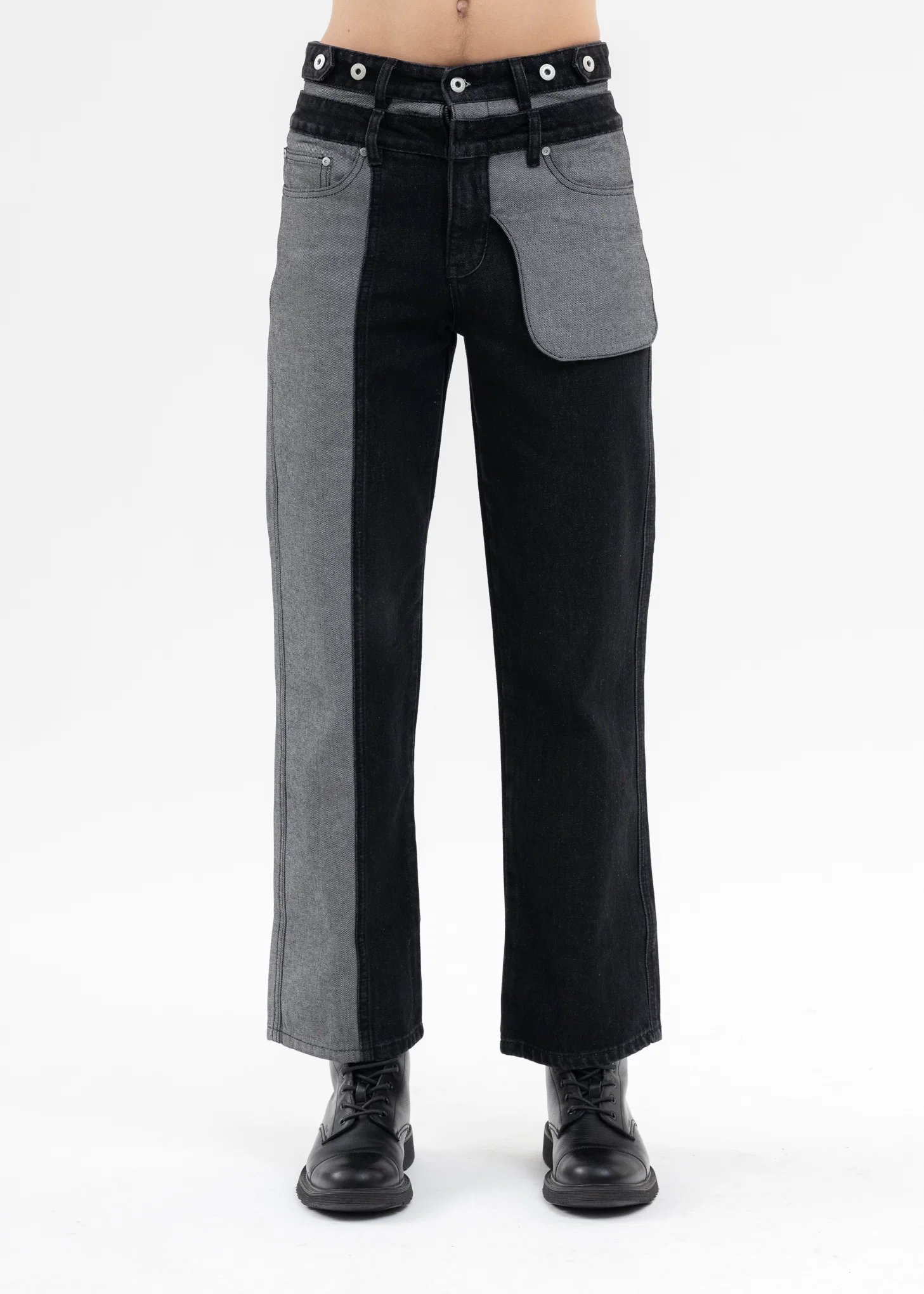 BLACK INSIDE-OUT JEANS TROUSERS