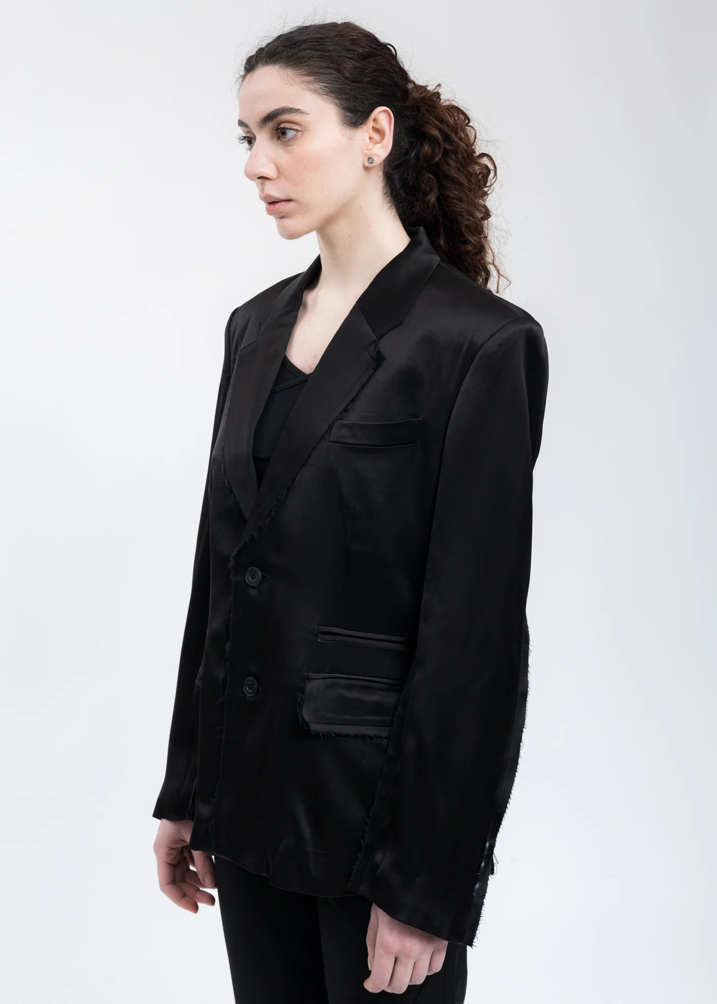 Black Inside-out Panelled Smoke Tailored Jacket - Image 3