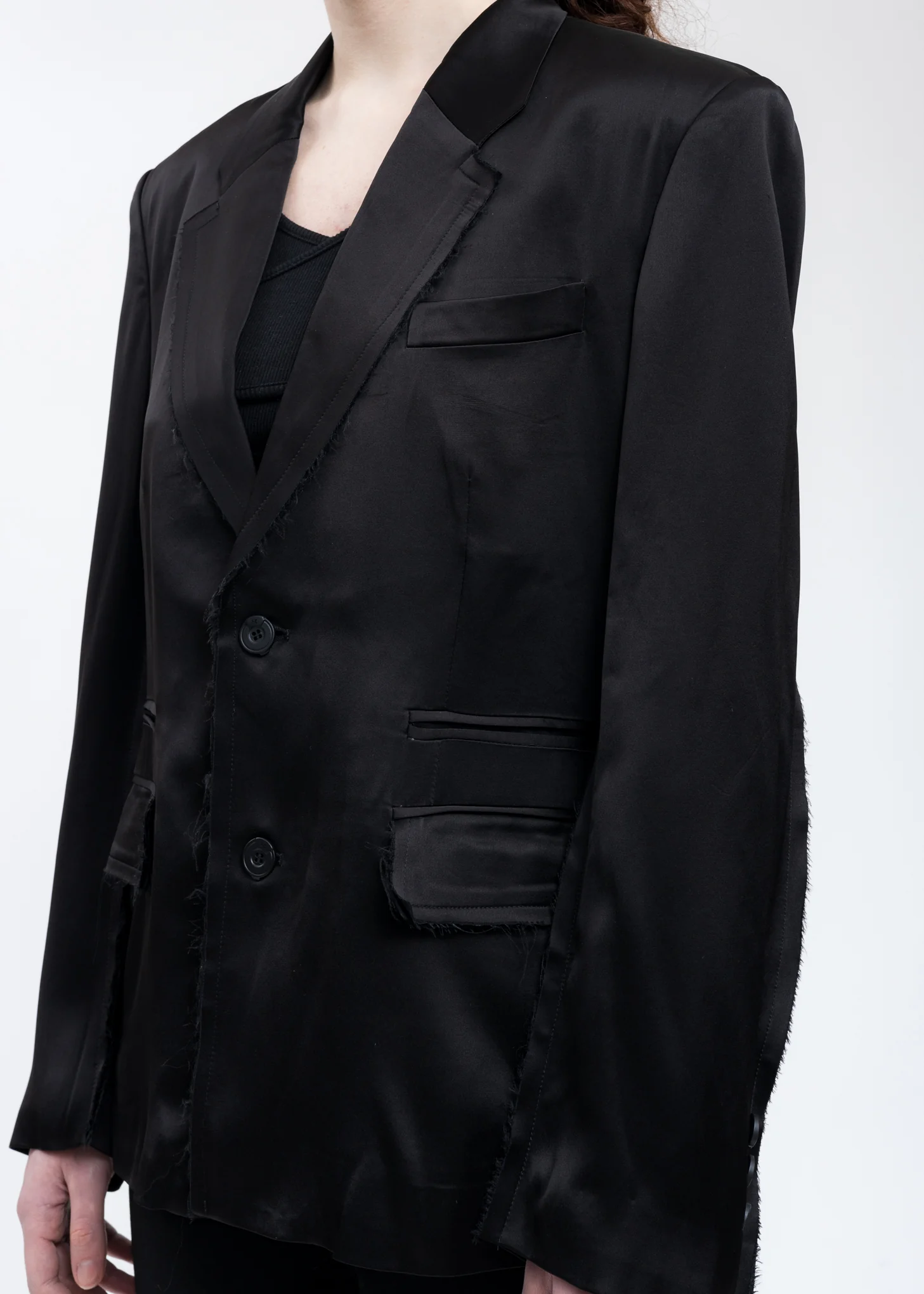 Black Inside-out Panelled Smoke Tailored Jacket - Image 4