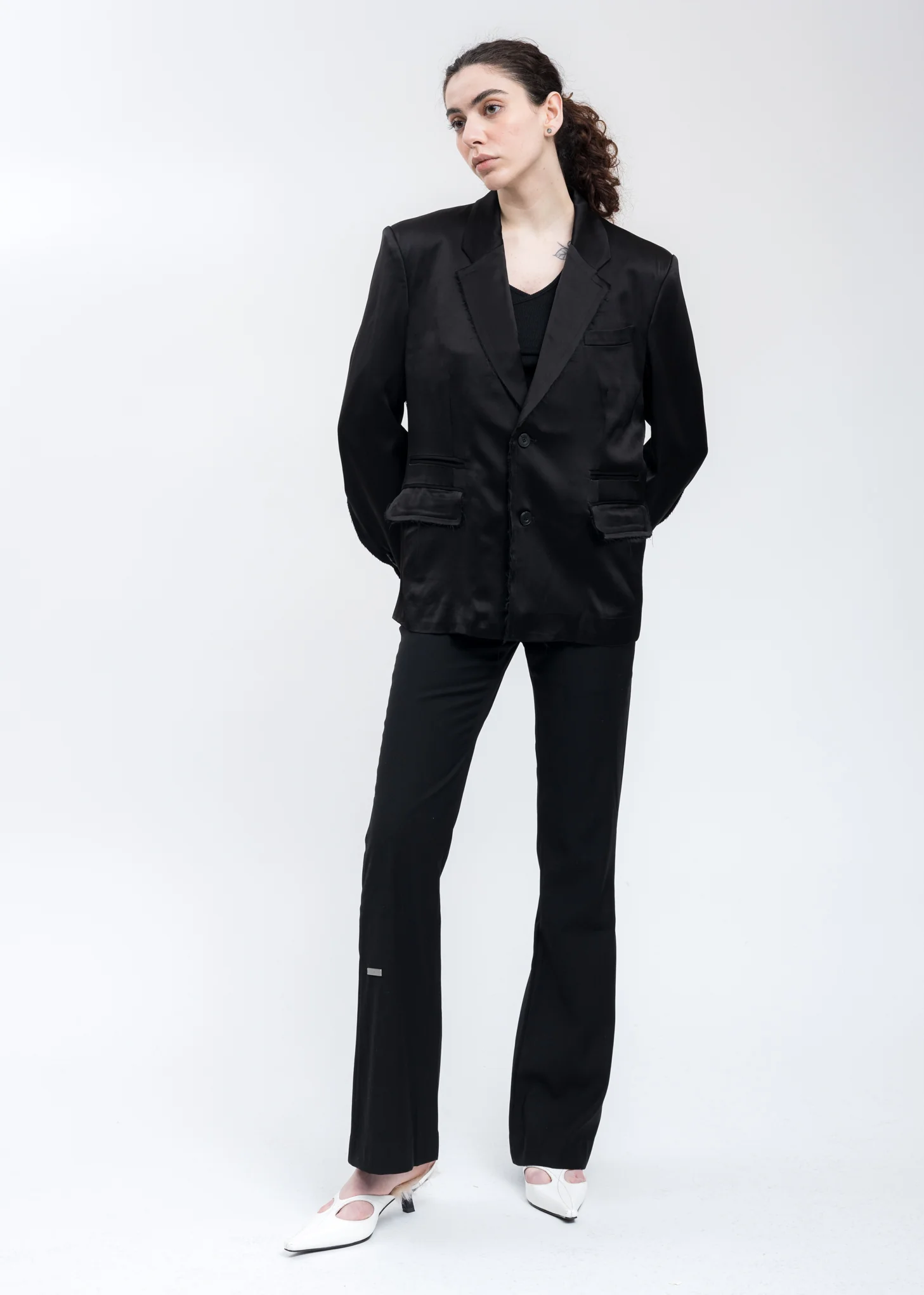 Black Inside-out Panelled Smoke Tailored Jacket - Image 5