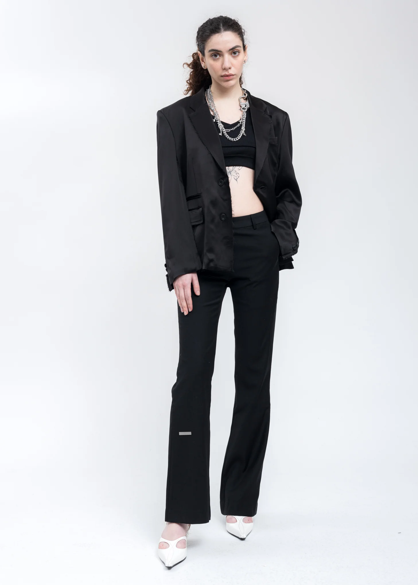 Black Inside-out Panelled Smoke Tailored Jacket - Image 6