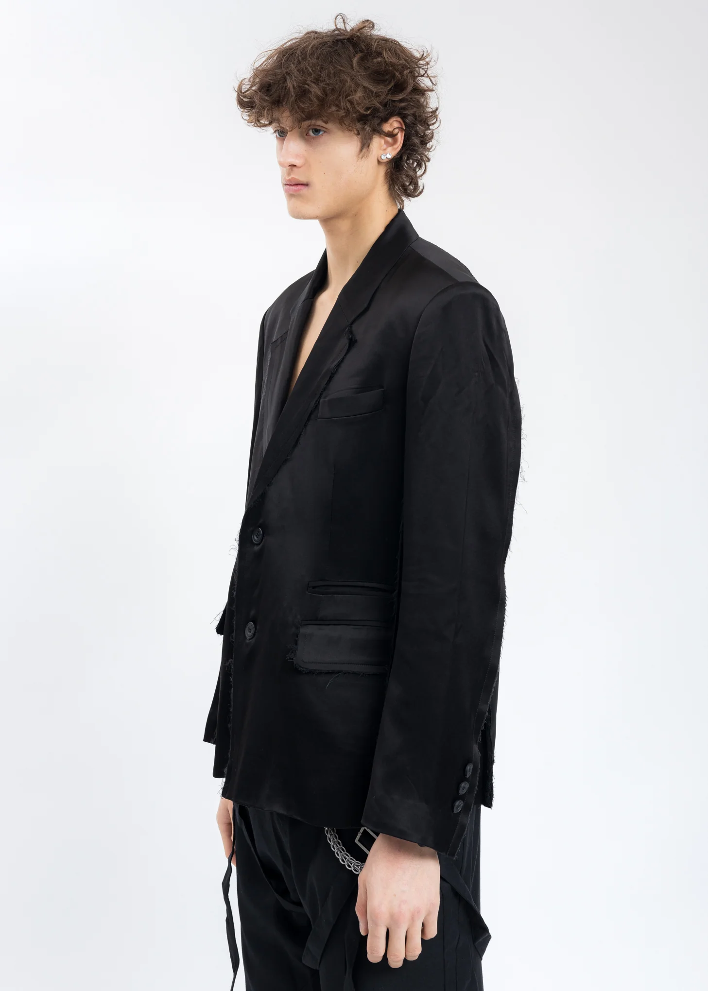 Black Inside-out Panelled Smoke Tailored Jacket - Image 3