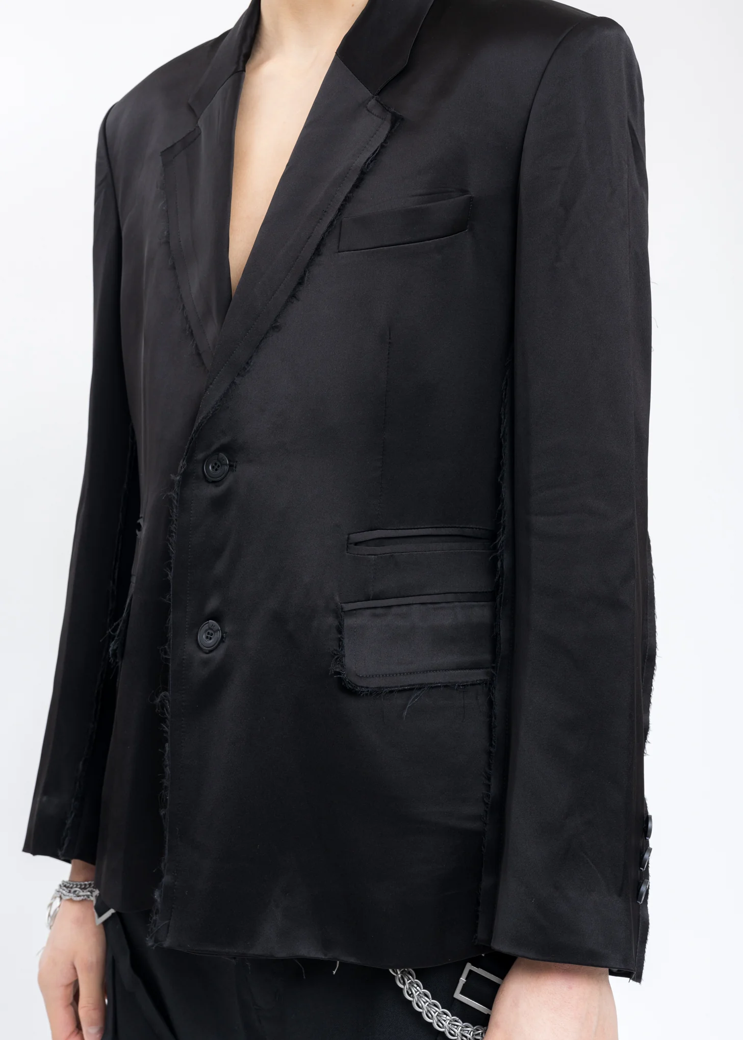 Black Inside-out Panelled Smoke Tailored Jacket - Image 4