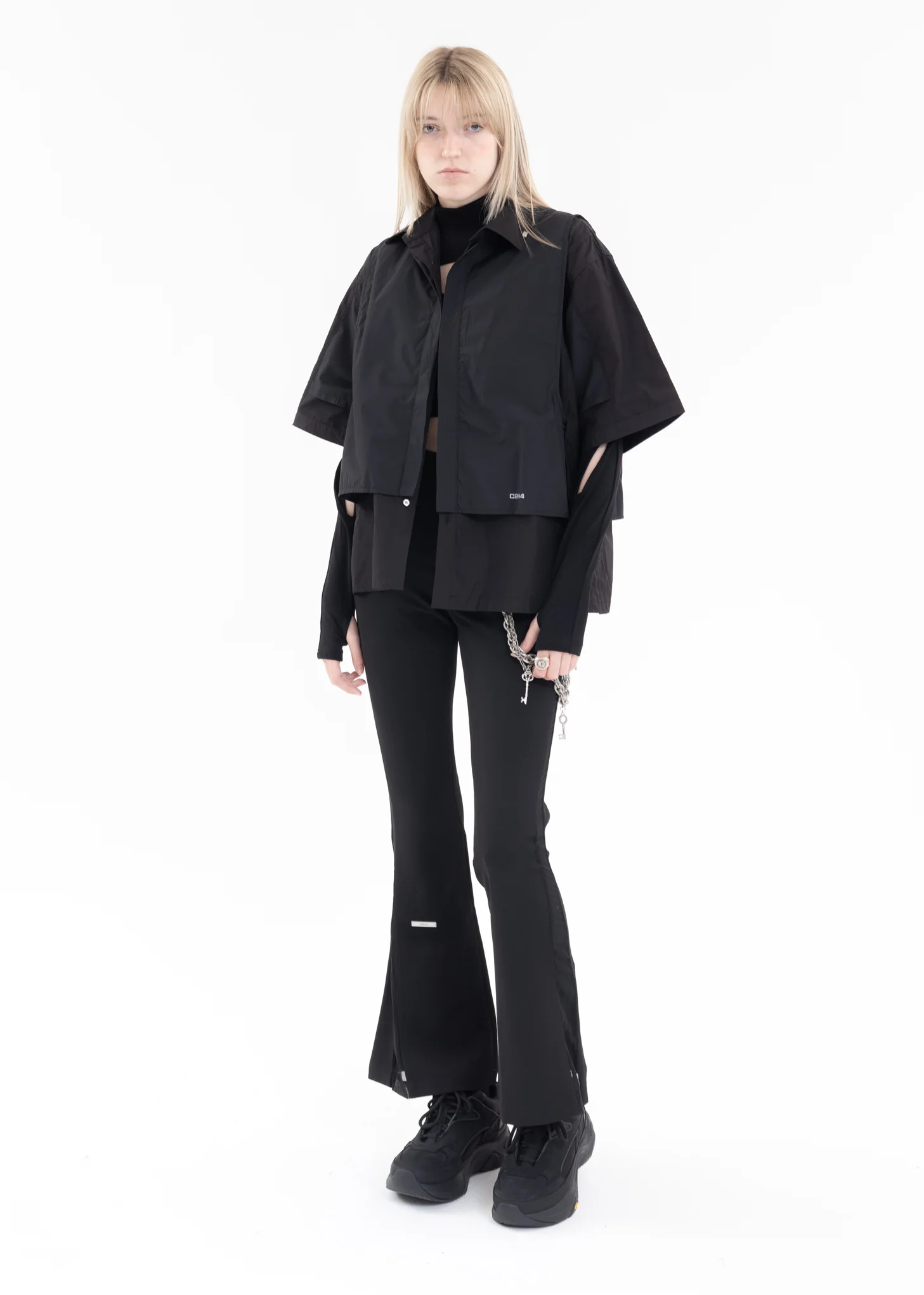 Black Intervein Layered Short-Sleeve Shirt - Image 5