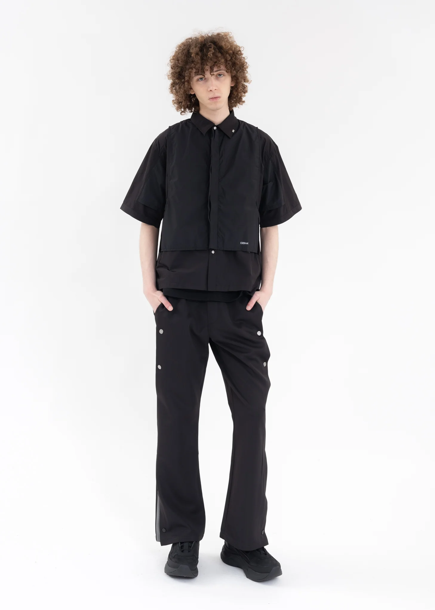Black Intervein Layered Short-Sleeve Shirt - Image 5