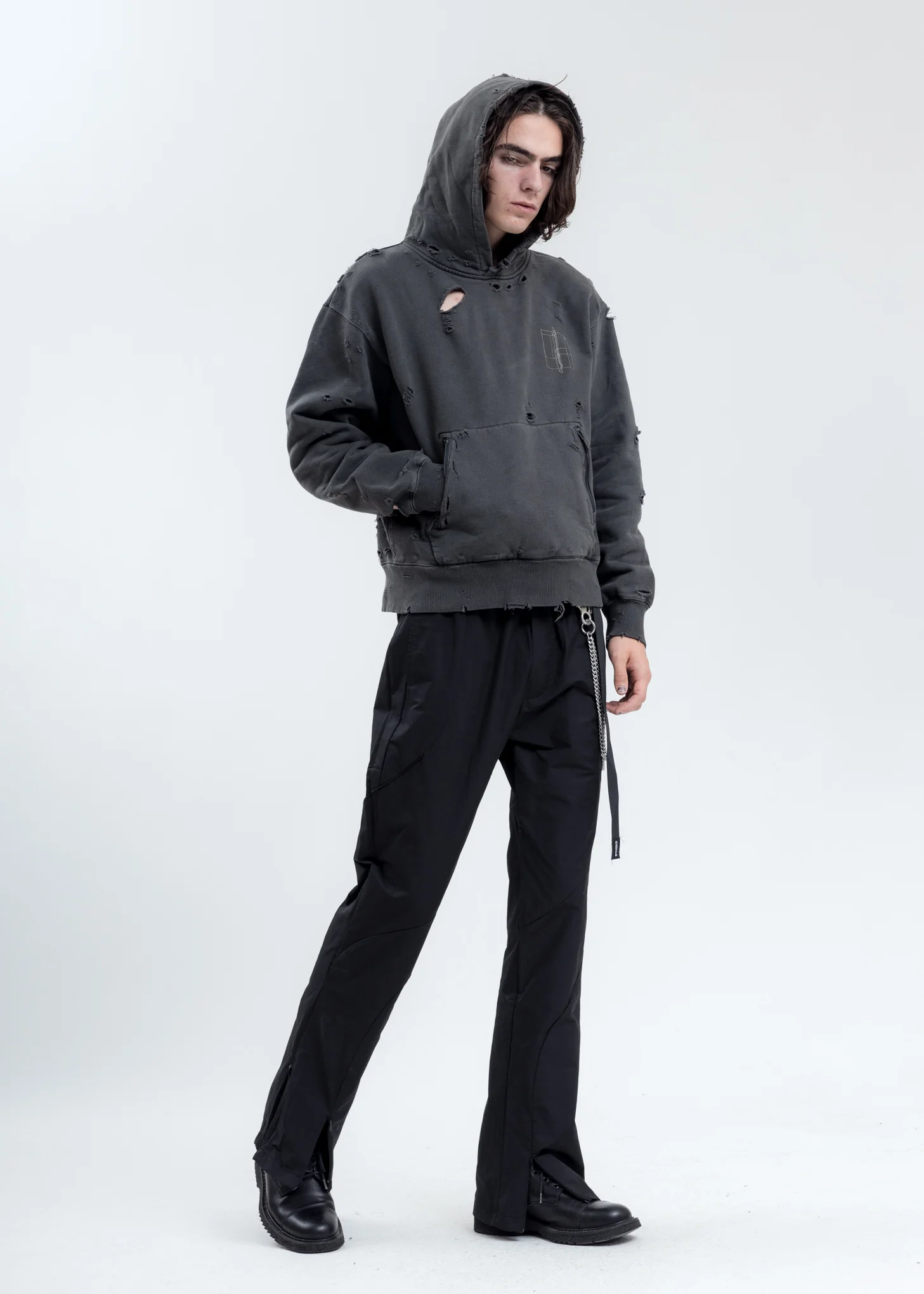 Black Intervein Paneled Track Pants - Image 8