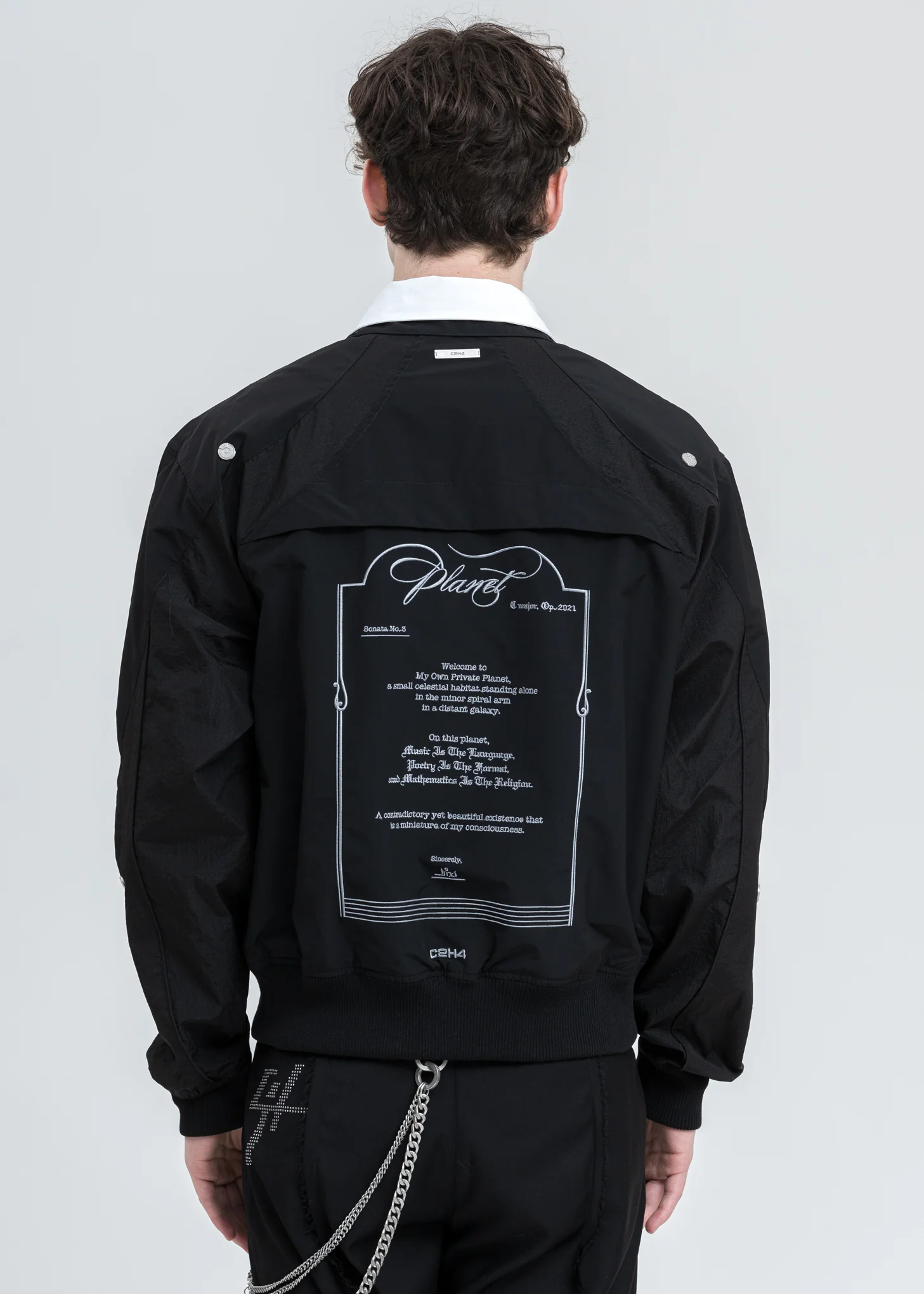 Black Intervein Panelled Bomber Jacket - Image 2