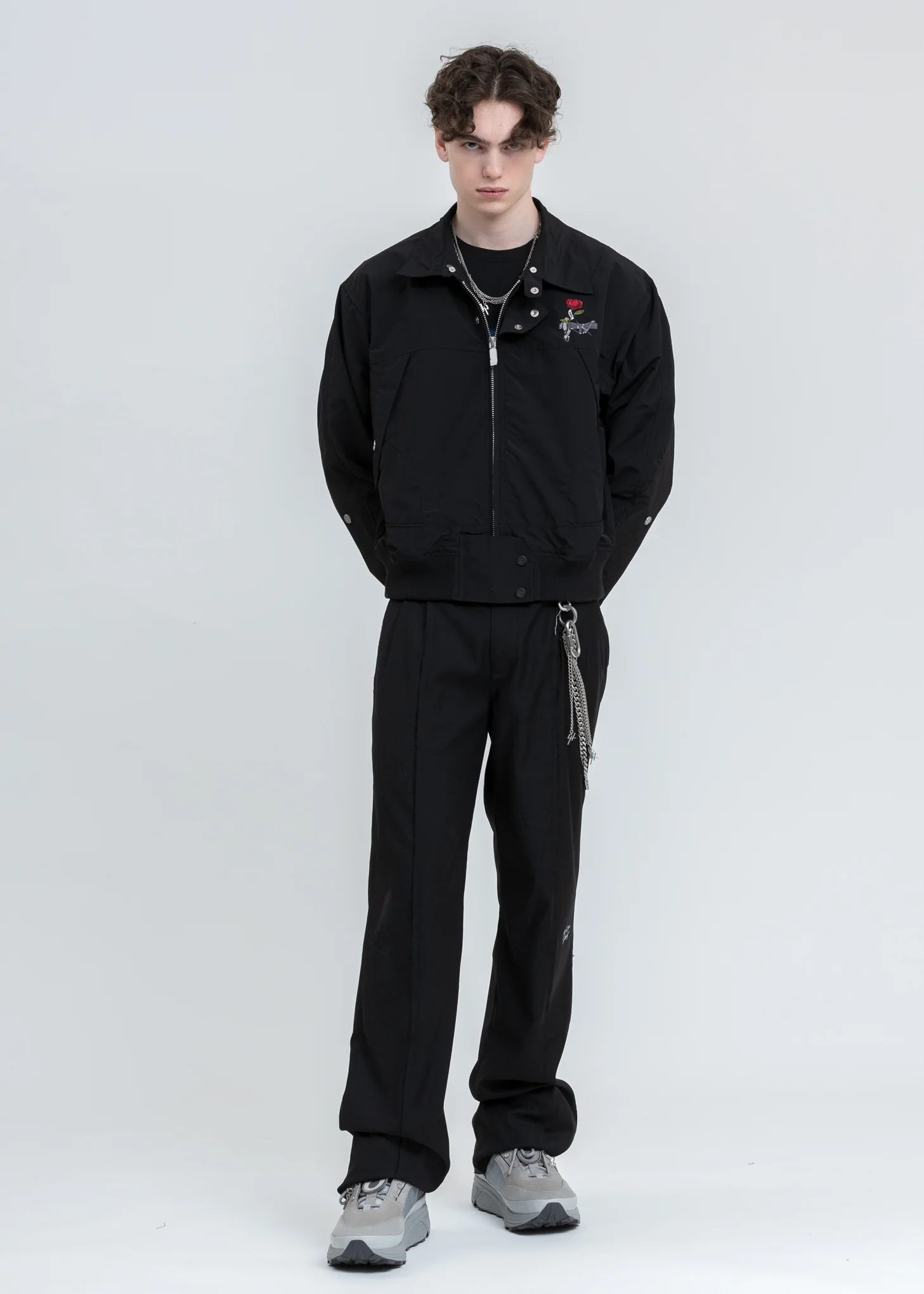 Black Intervein Panelled Bomber Jacket - Image 8