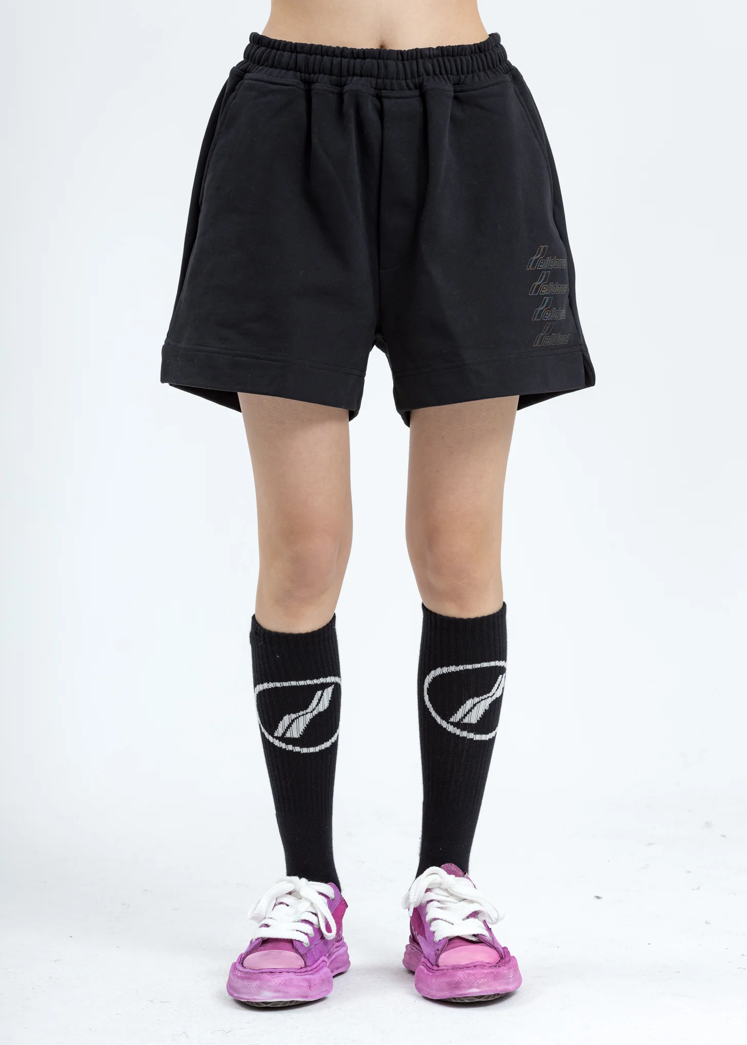 Black Iridescent Logo Shorts