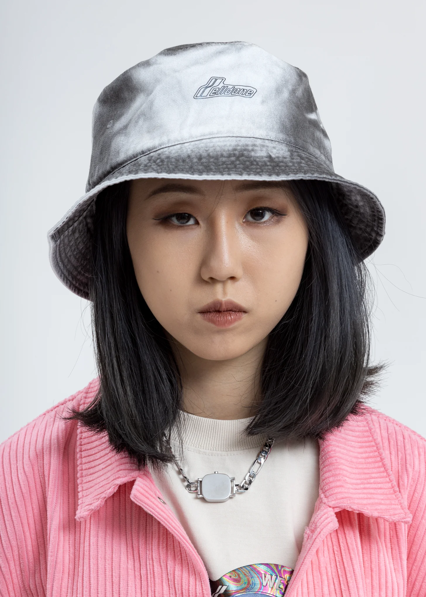 Black Iridescent WE11DONE Hand Sprayed Bucket Hat - Image 2