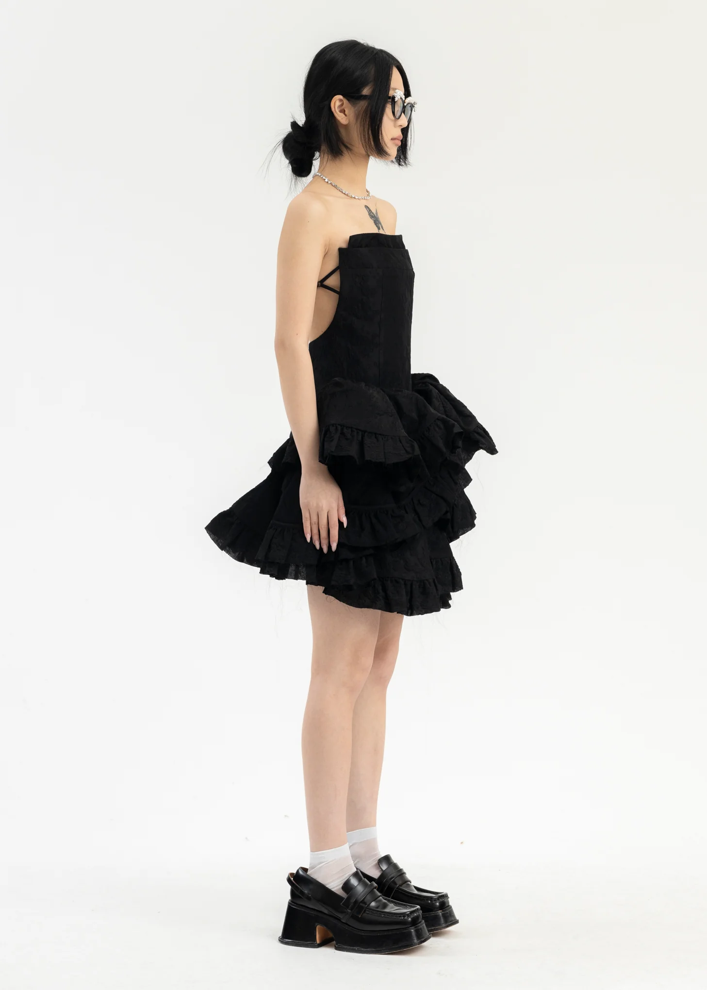 Black Irregular Hem Sheath Dress - Image 3