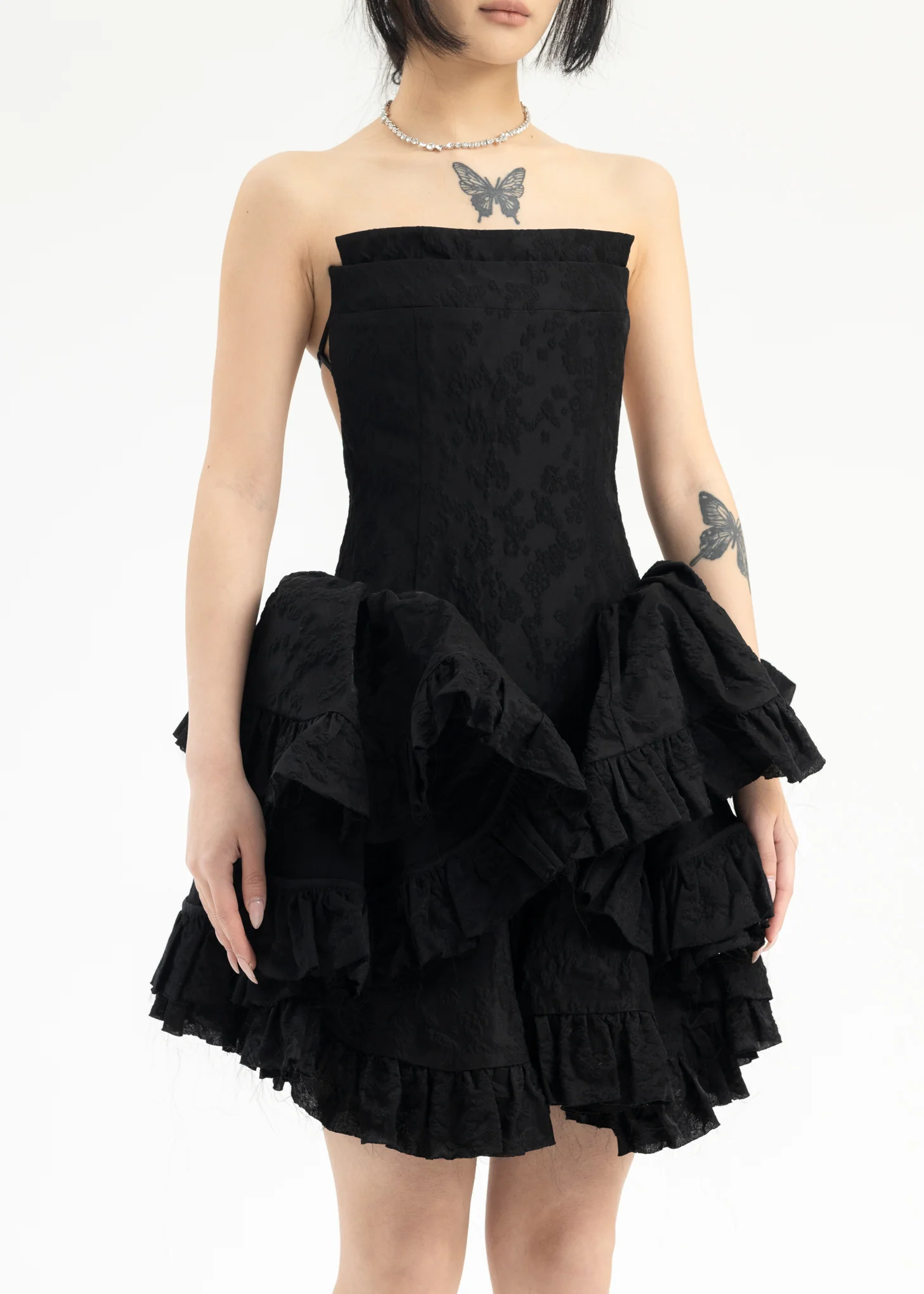 Black Irregular Hem Sheath Dress - Image 4
