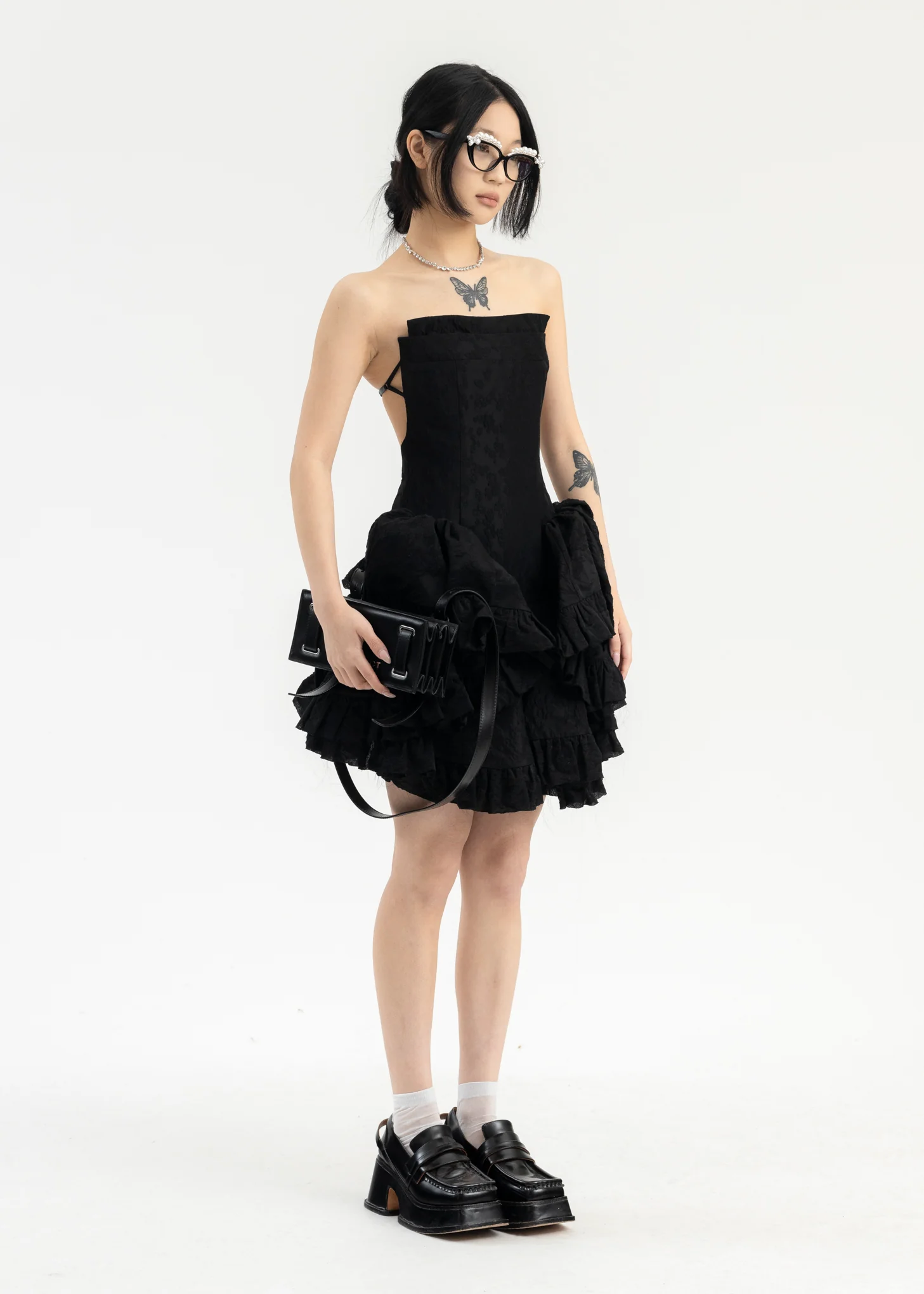 Black Irregular Hem Sheath Dress - Image 5