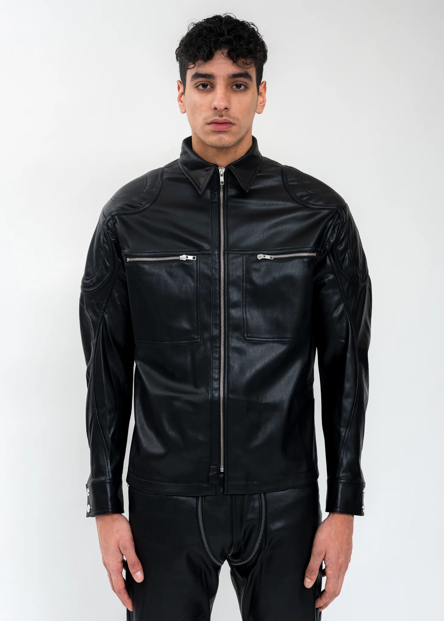 Black Jacket With Patches And Zip
