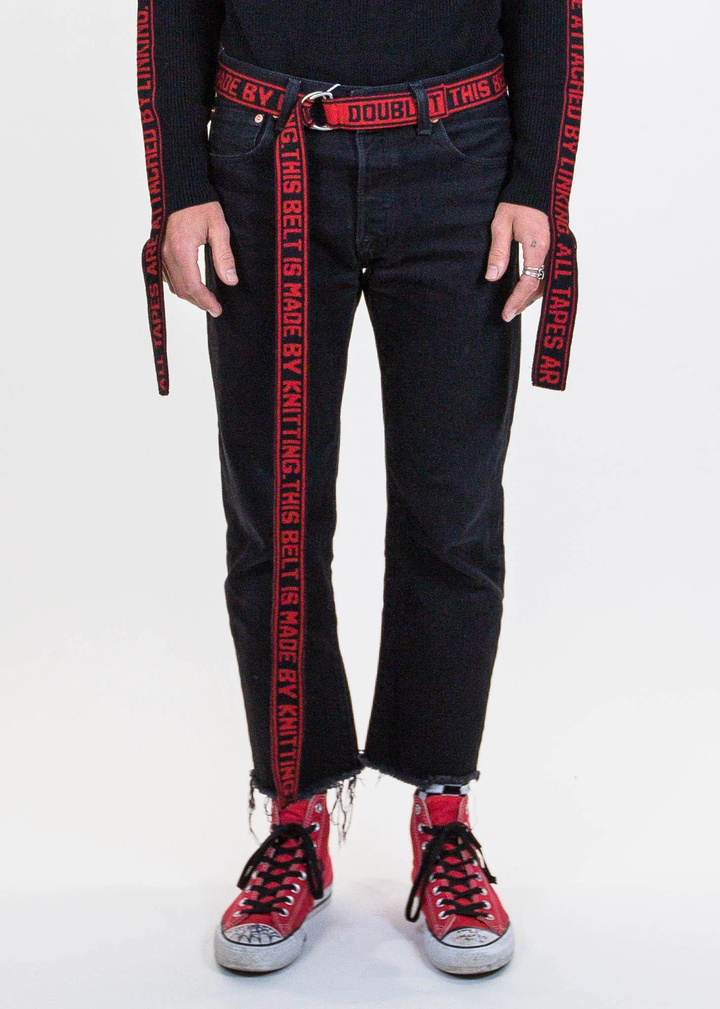 Red Jacquard Knit Belt - Image 2