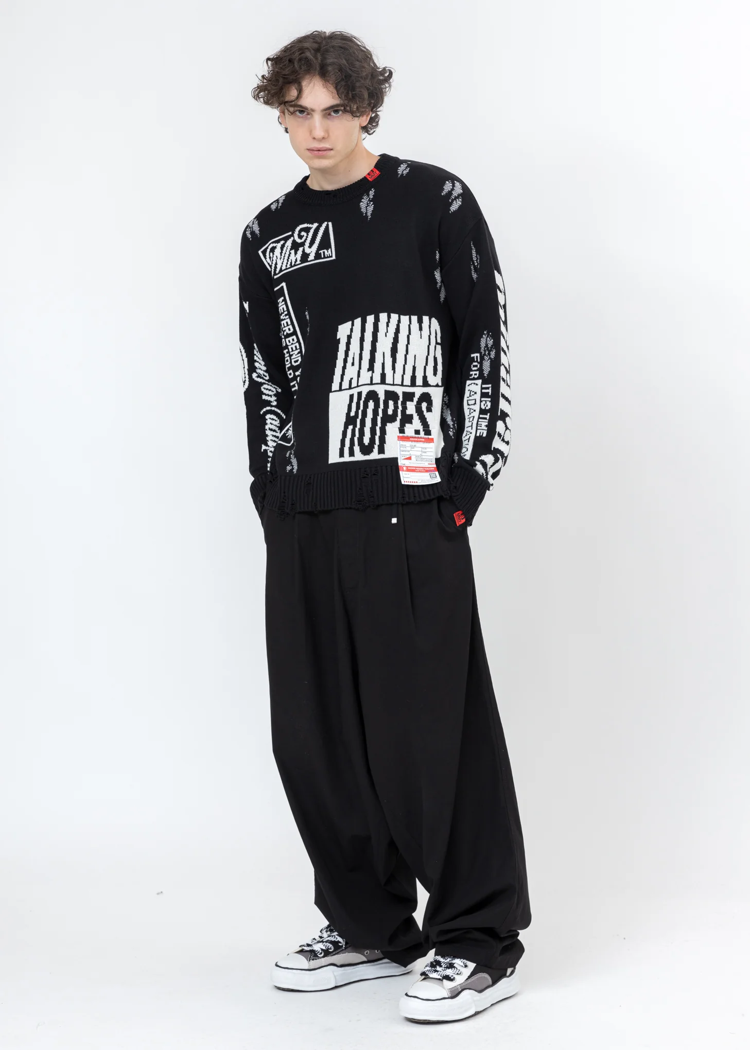 Black Jacquard Knit Sweater - Image 5
