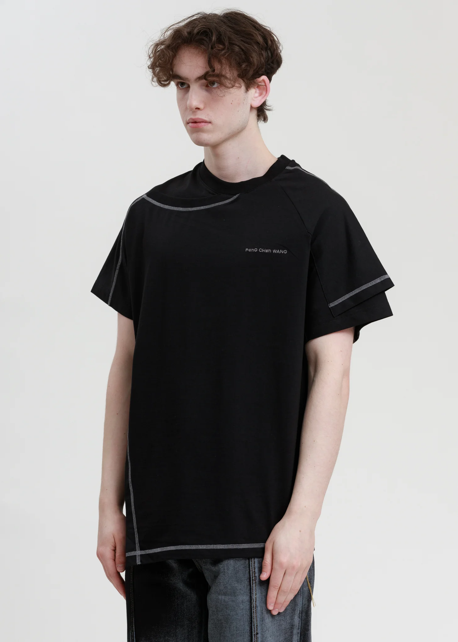 Black Jersey 2 in 1 T-Shirt - Image 2