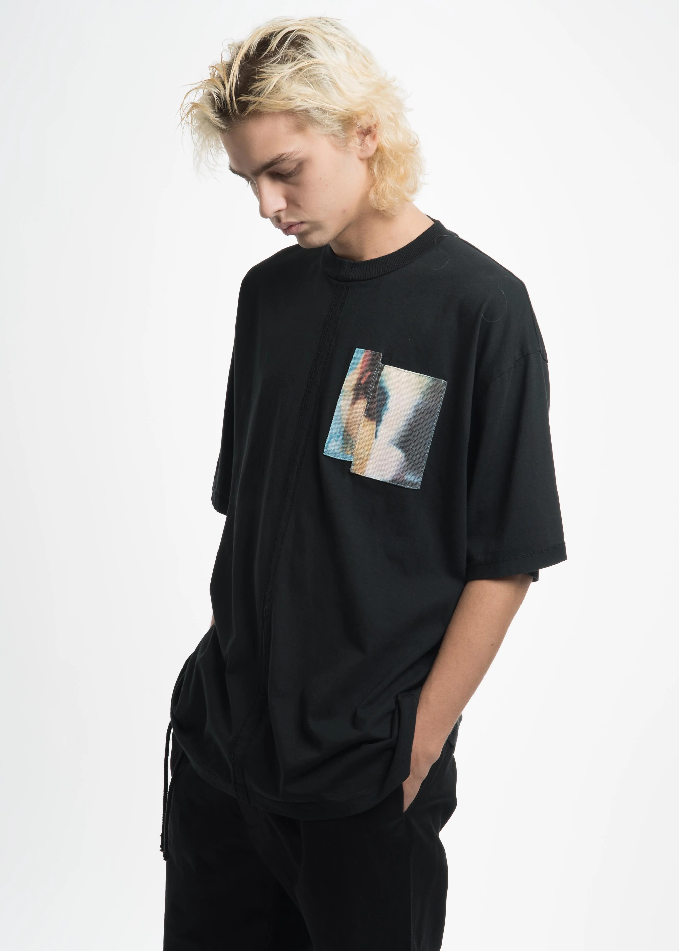 Black Jersey Cuts T-Shirt with Patch 03