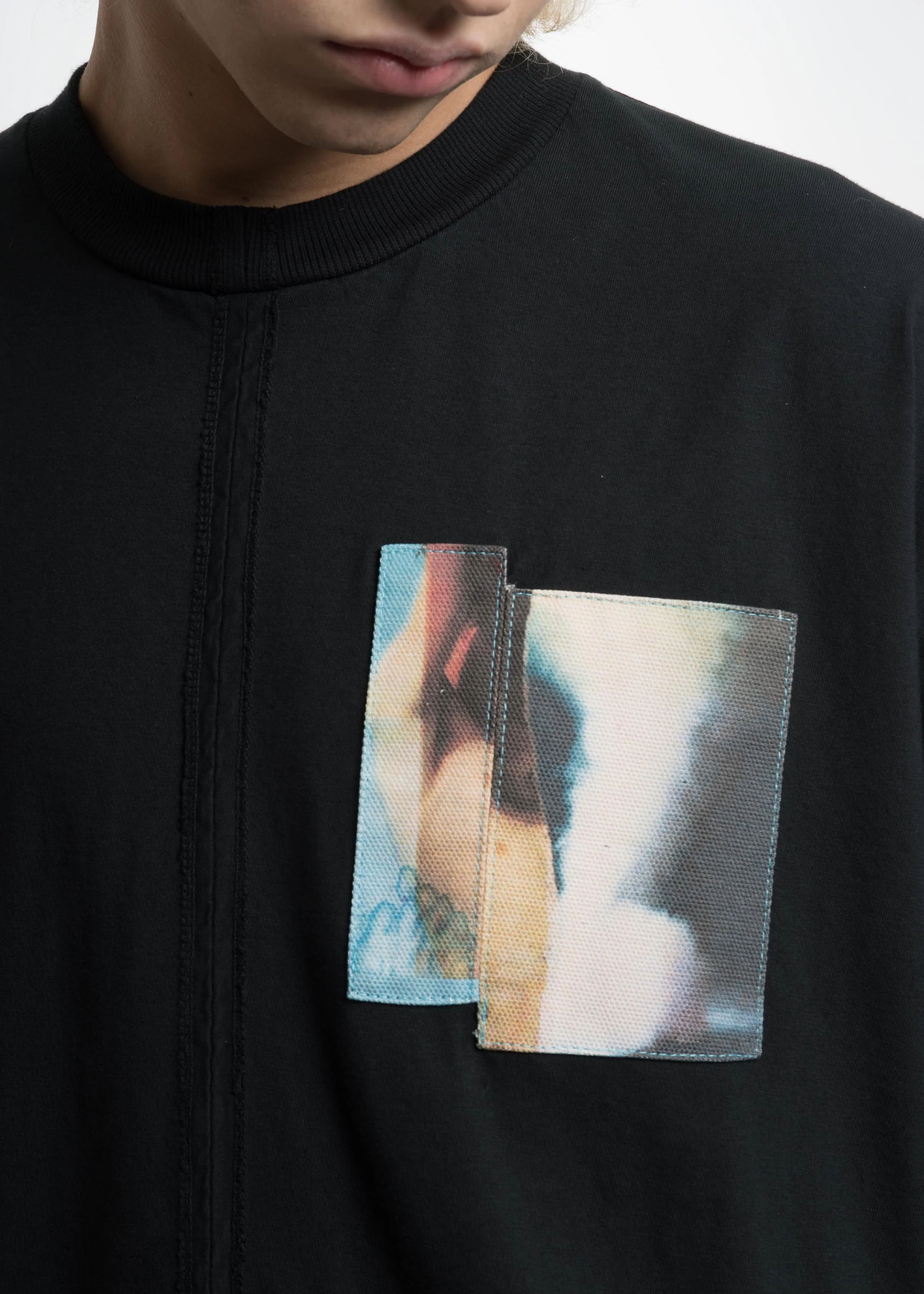Black Jersey Cuts T-Shirt with Patch 03 - Image 2