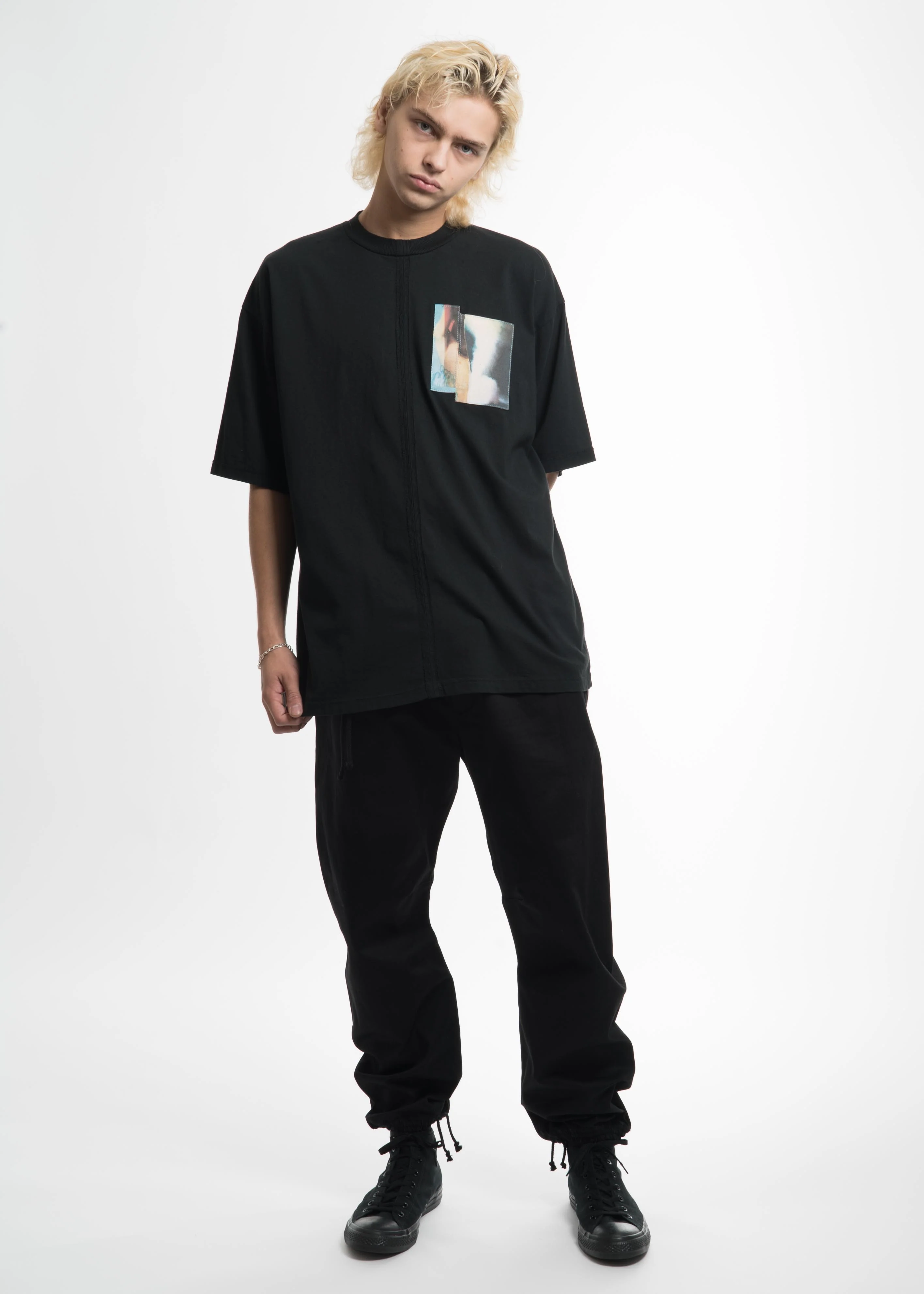 Black Jersey Cuts T-Shirt with Patch 03 - Image 6
