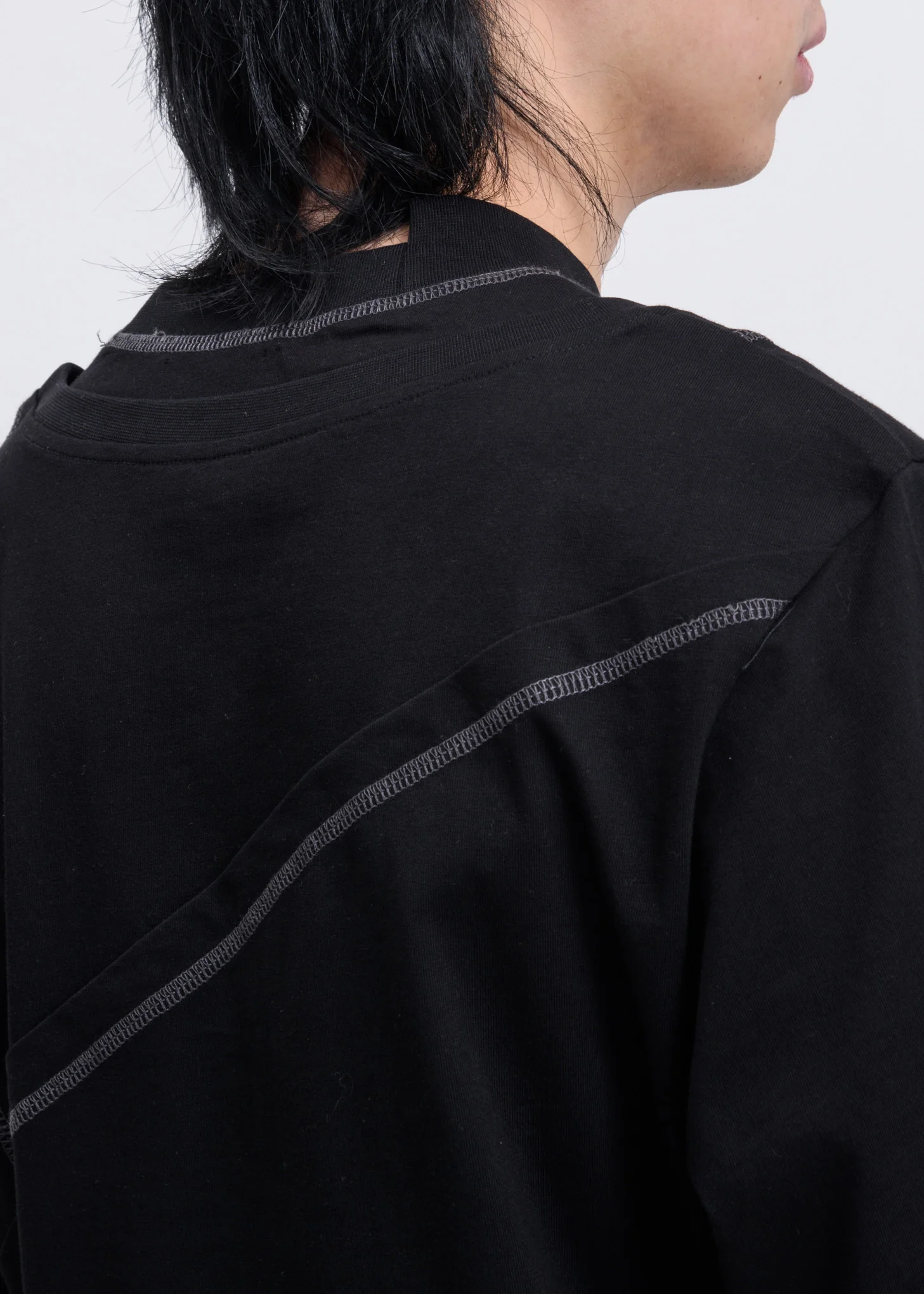 Black Jersey Layered Oversized T-Shirt - Image 5