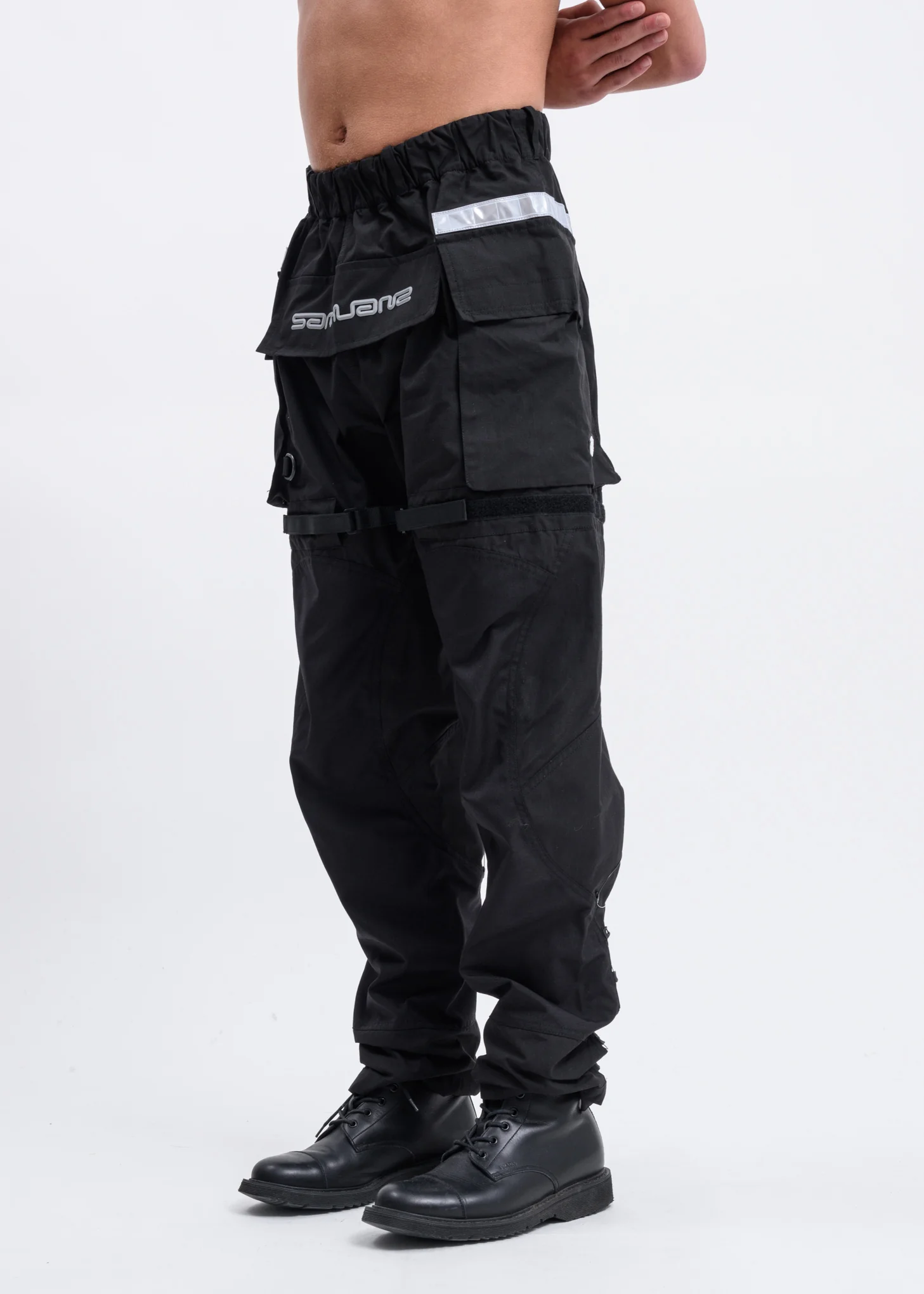 Black Kangaroo Pouch Pants