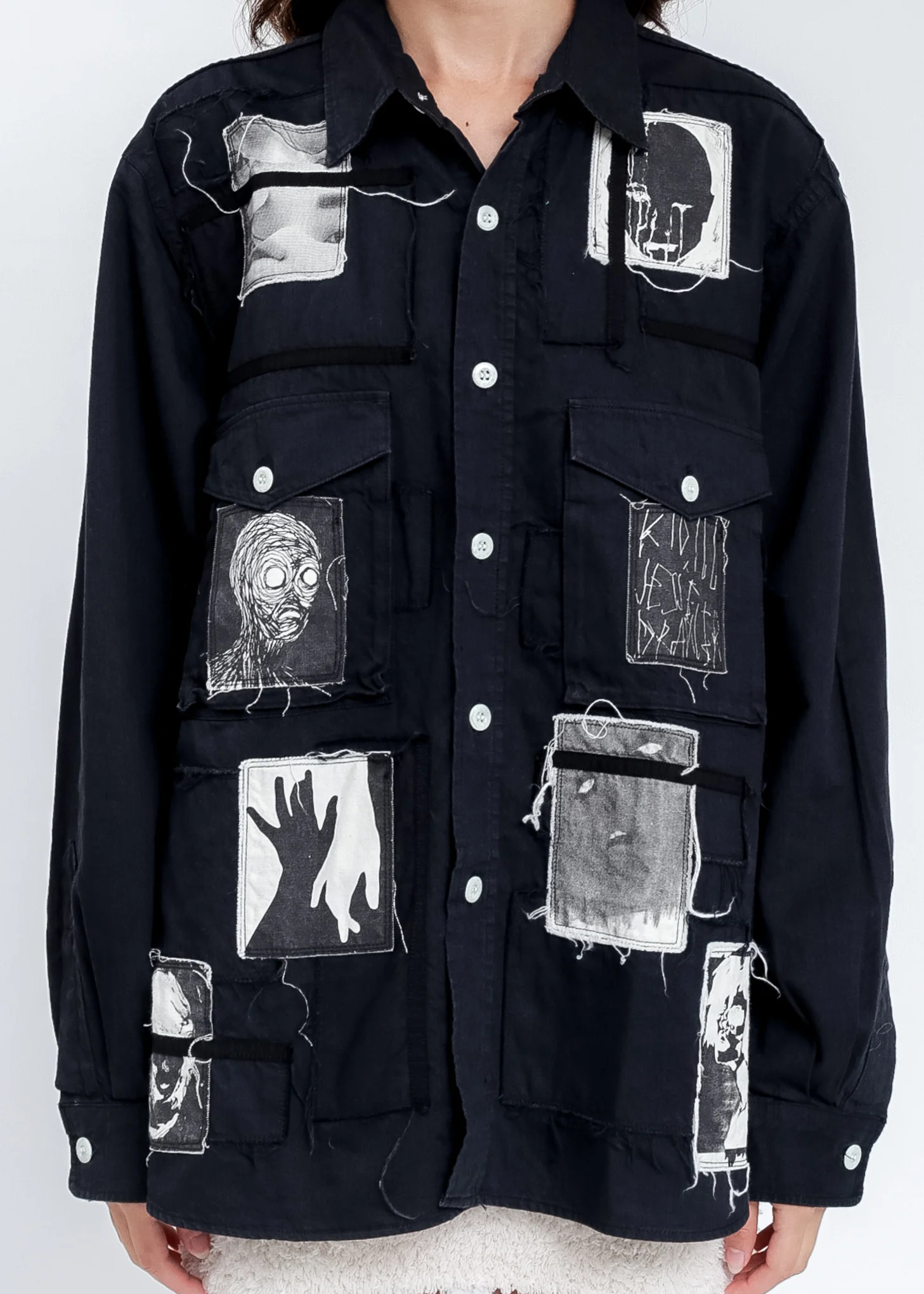 Black KIDILL × EDWIN Patch Denim Shirts - Image 2