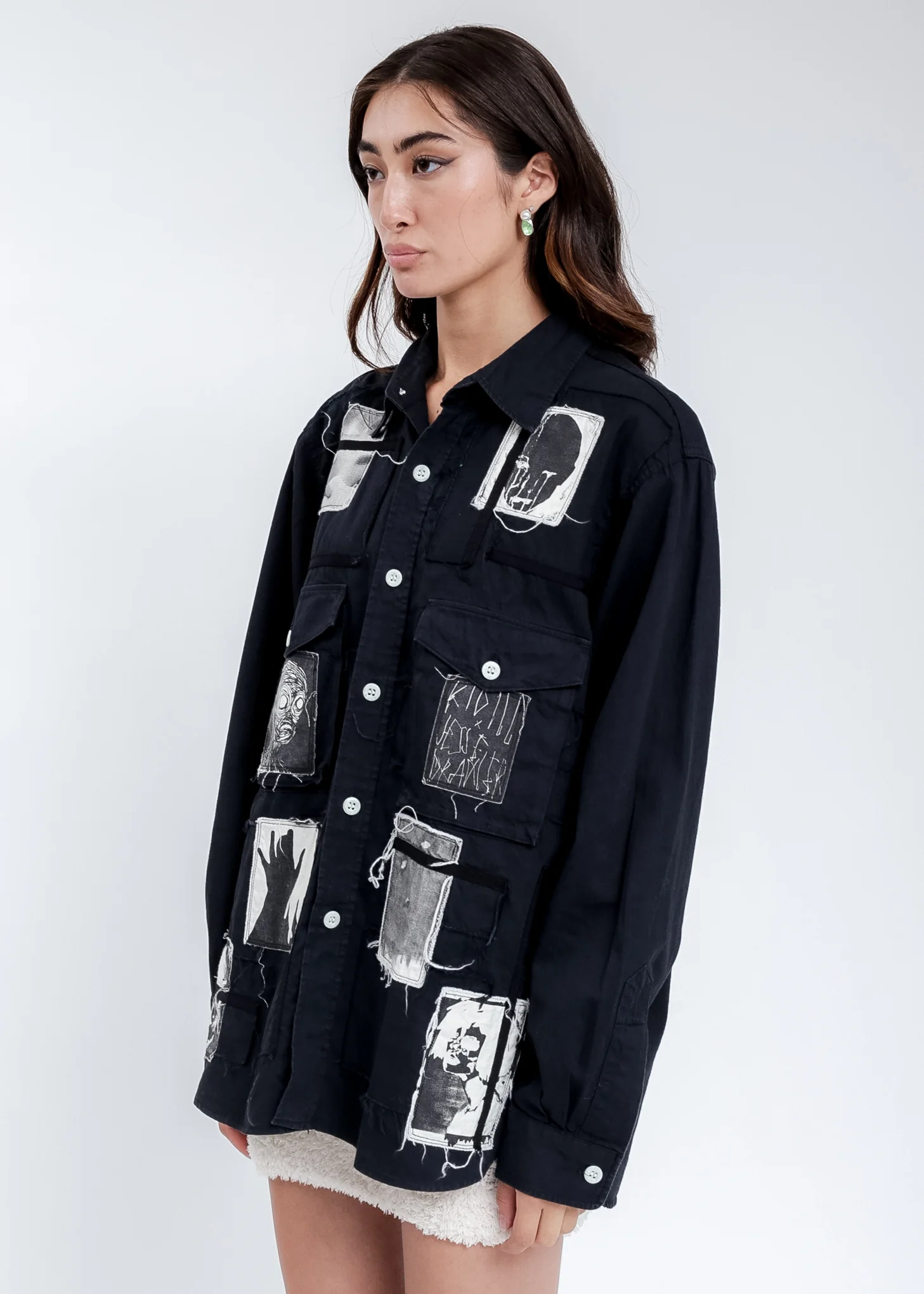 Black KIDILL × EDWIN Patch Denim Shirts - Image 3