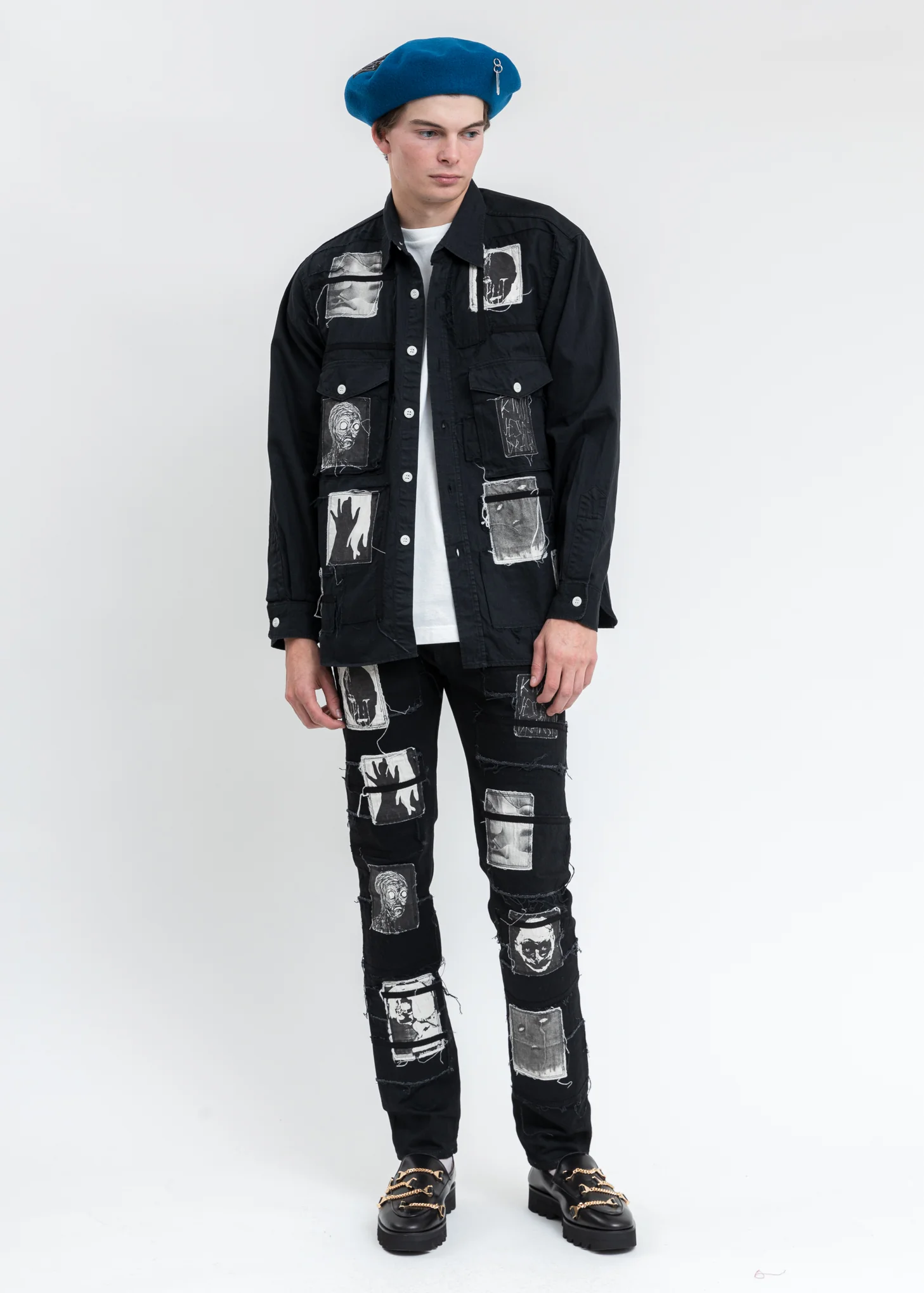 Black KIDILL × EDWIN Patch Denim Shirts - Image 7