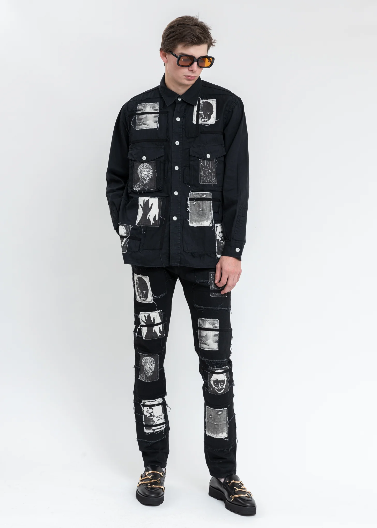 Black KIDILL × EDWIN Patch Slim Tapered Pants - Image 6