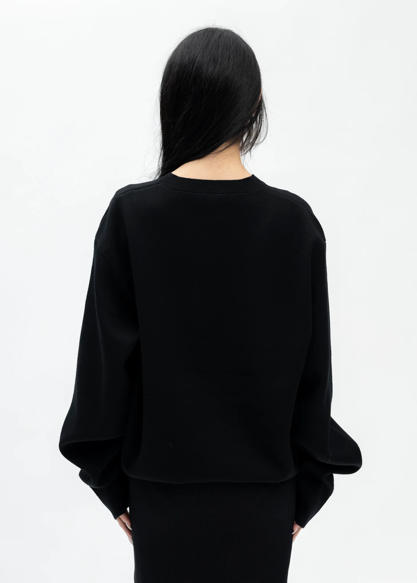 BLACK KNITTED CREWNECK JUMPER - Image 3