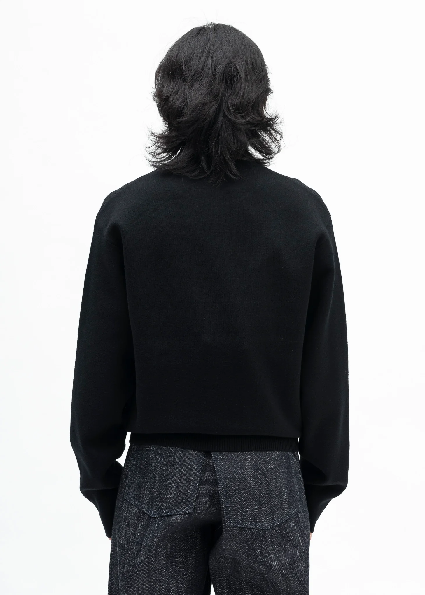 BLACK KNITTED CREWNECK JUMPER - Image 3