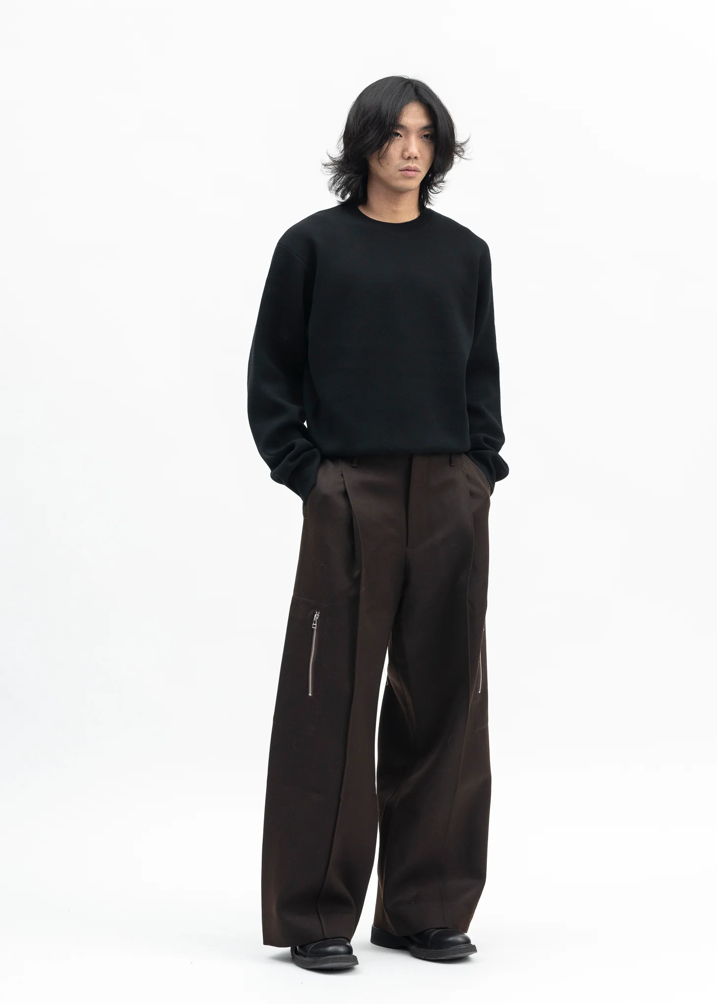 BLACK KNITTED CREWNECK JUMPER - Image 6