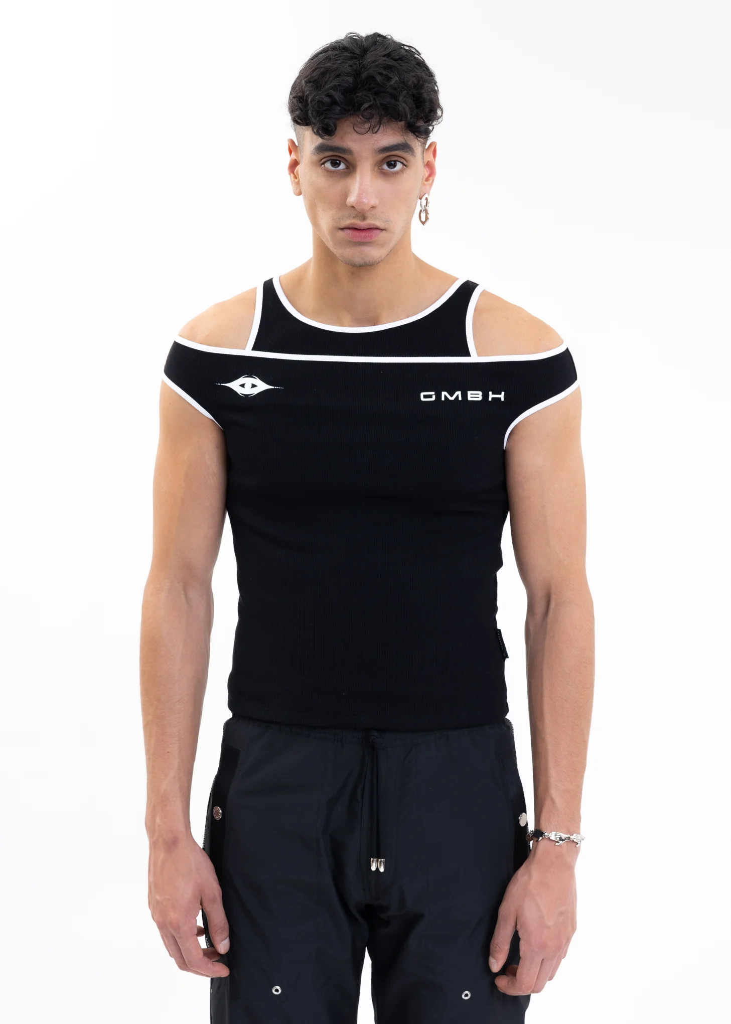 BLACK Knitted OFF SHOULDER TANK TOP