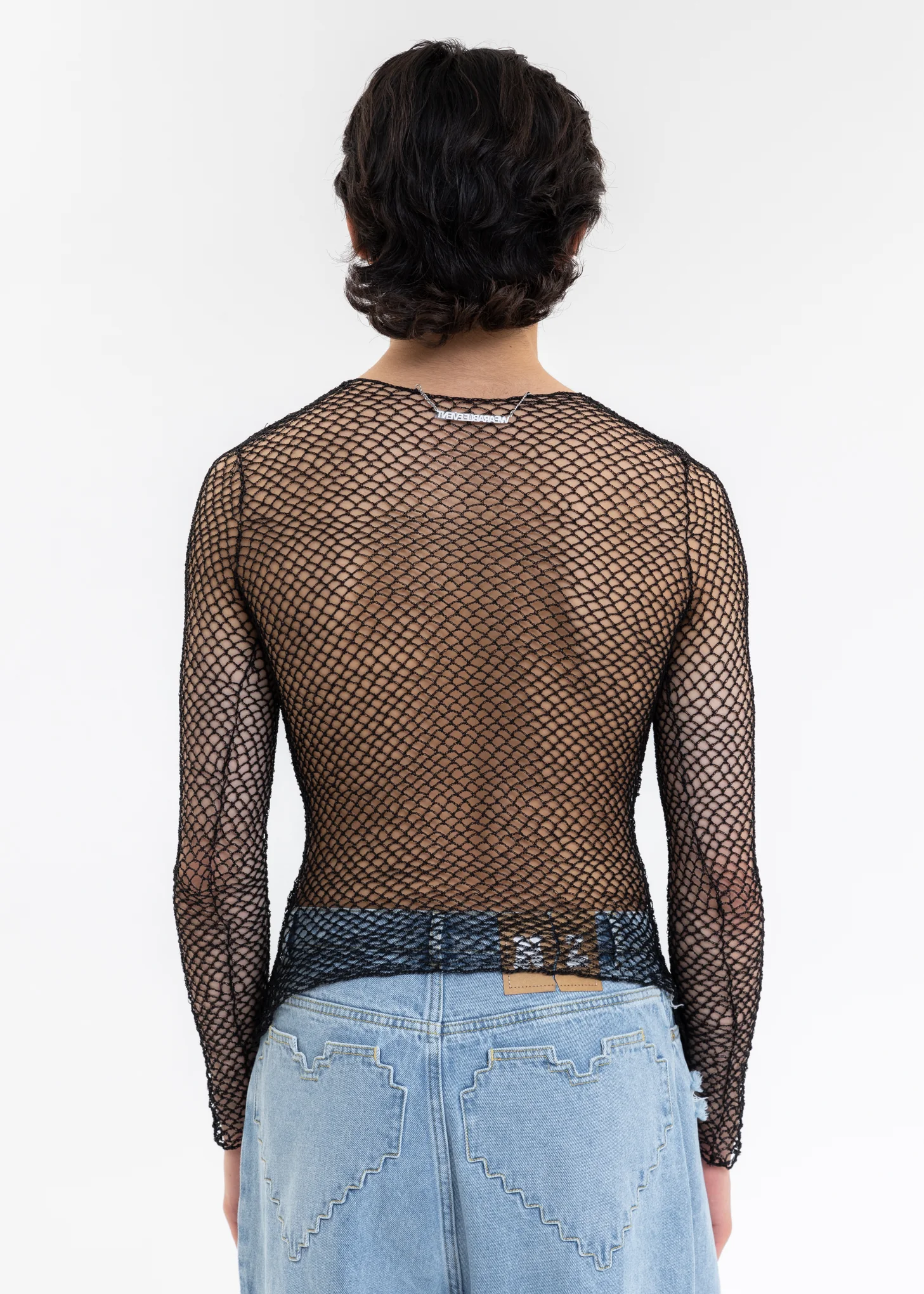 Black Knitting Crochet Long Sleeve Top - Image 2