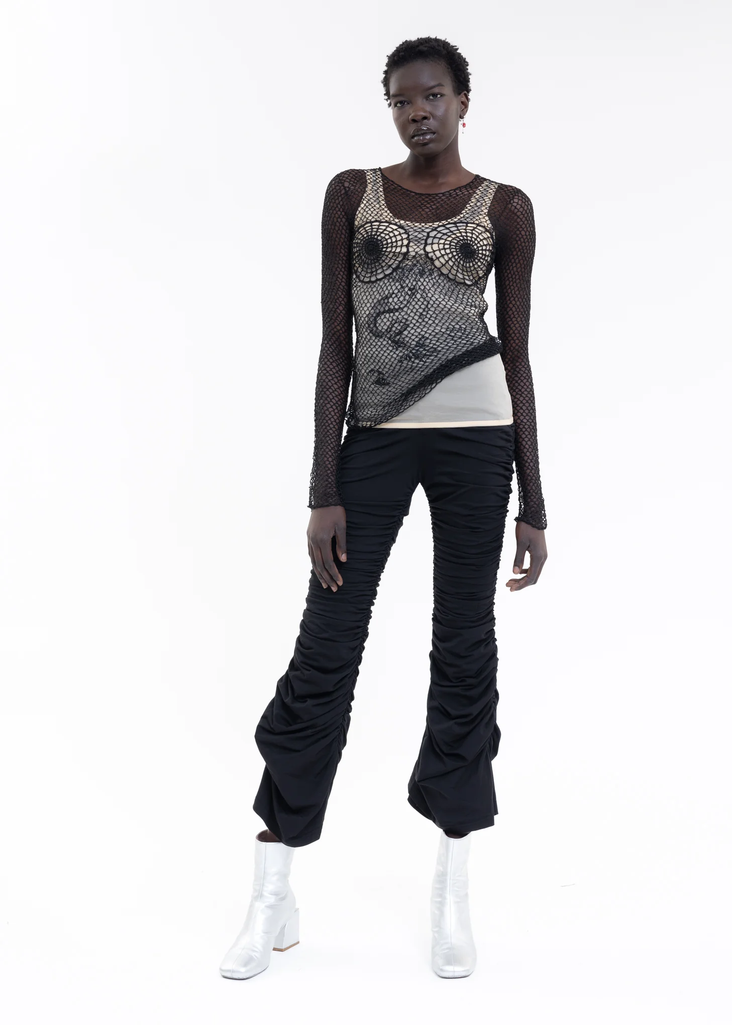 Black Knitting Crochet Long Sleeve Top - Image 5