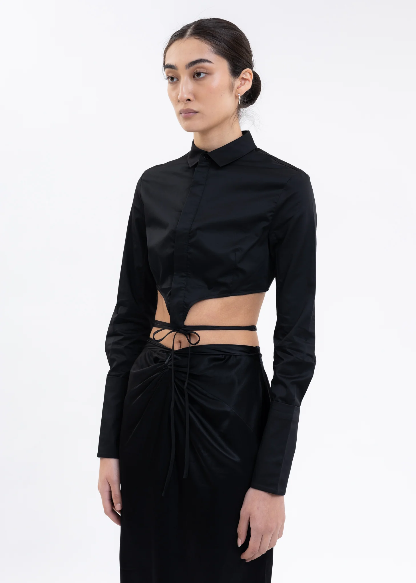 Black Lace Crop Shirt - Image 3