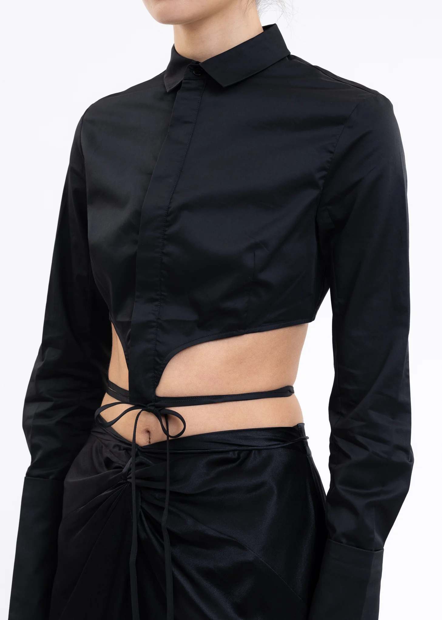 Black Lace Crop Shirt - Image 4