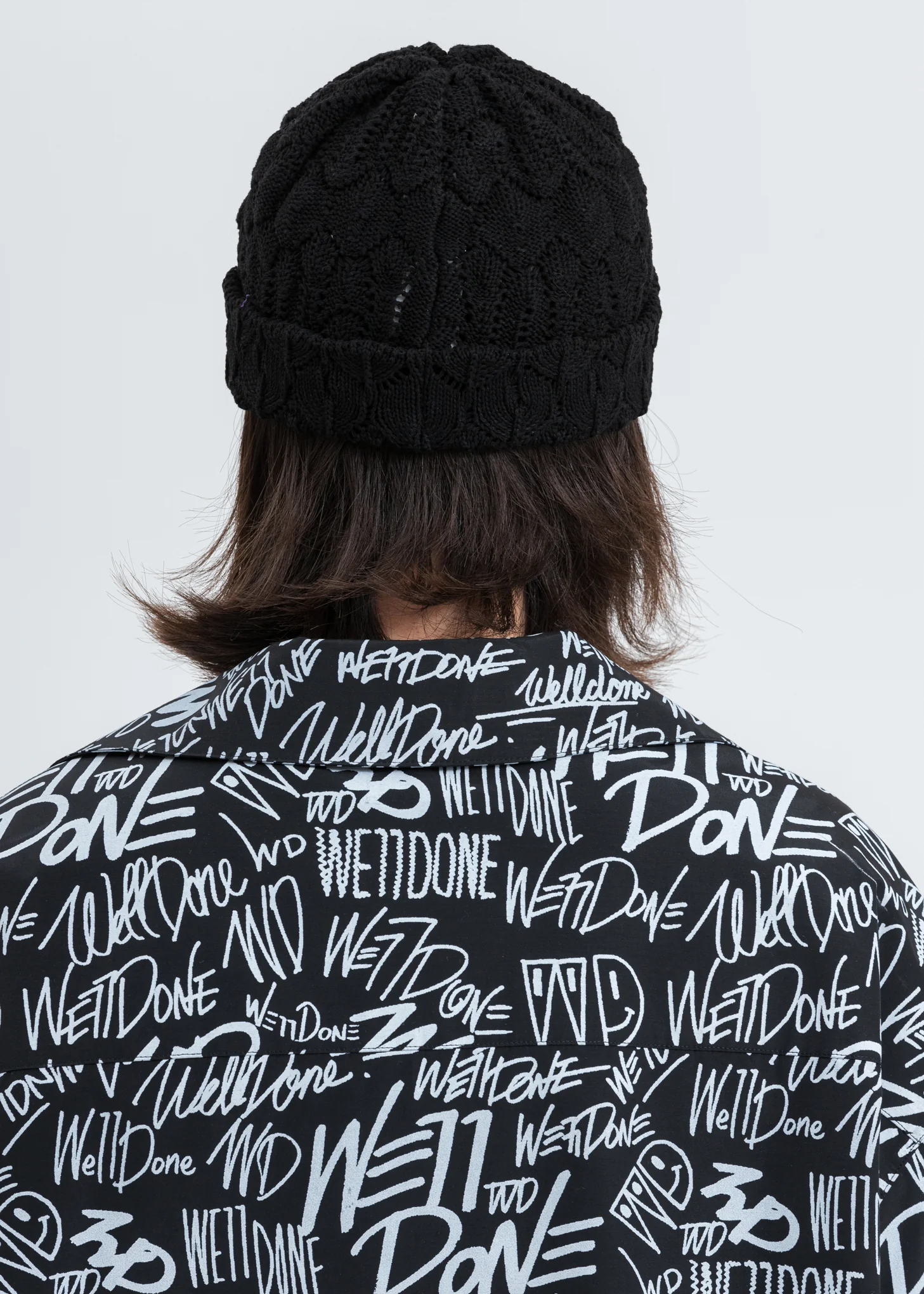 Black Lace Knit Beanie - Image 3