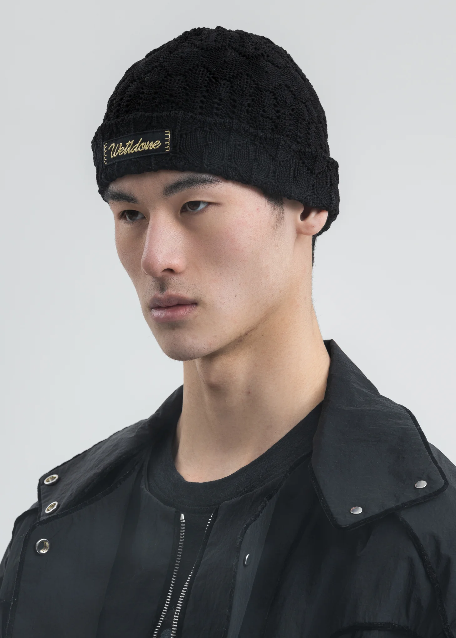 Black Lace Knit Beanie - Image 2