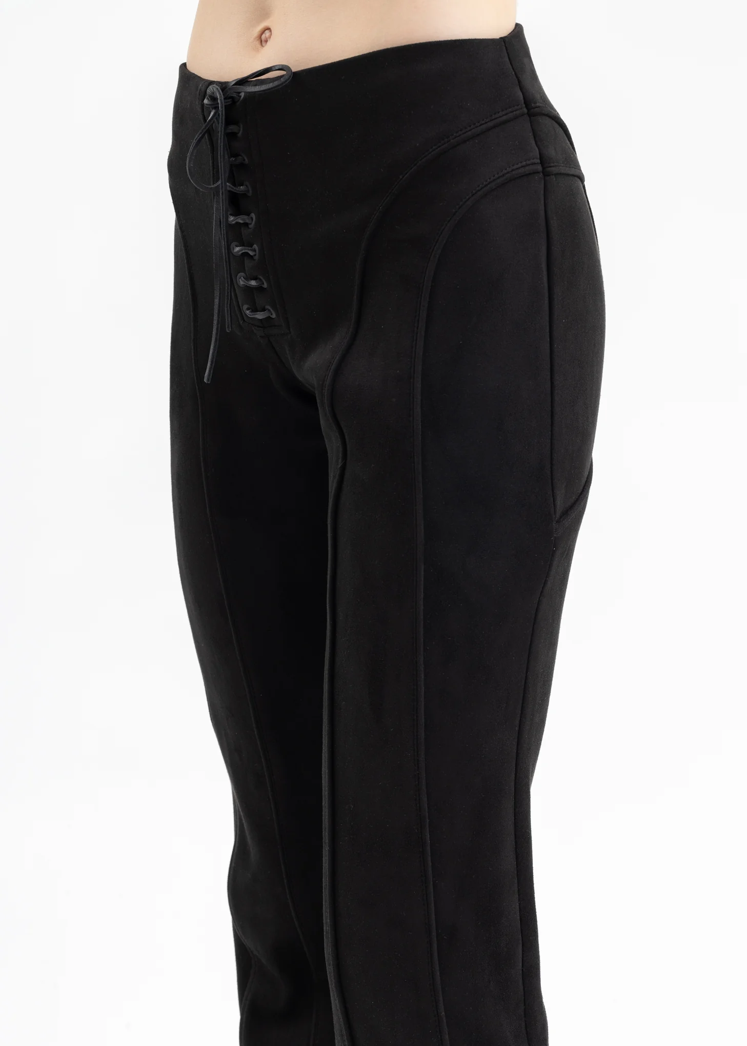 BLACK LARA VEGAN SUEDE TROUSERS - Image 2