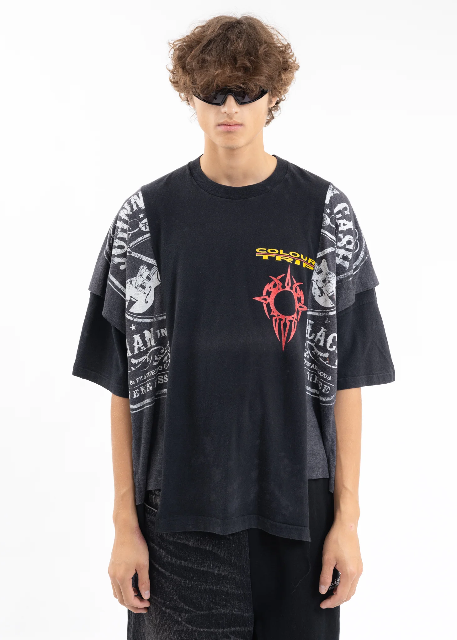 Black Layered Band Tee - Style E