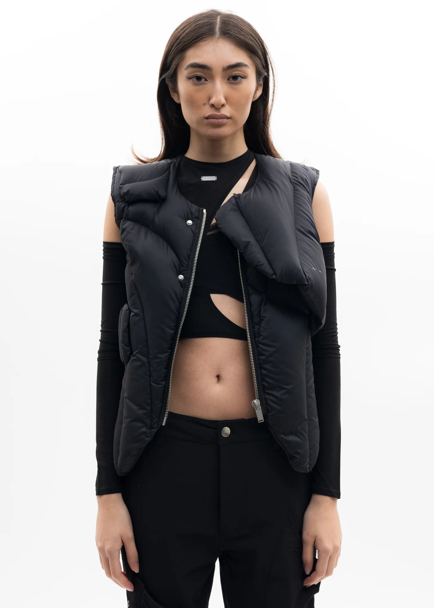 Black Layered Down Vest - Image 6