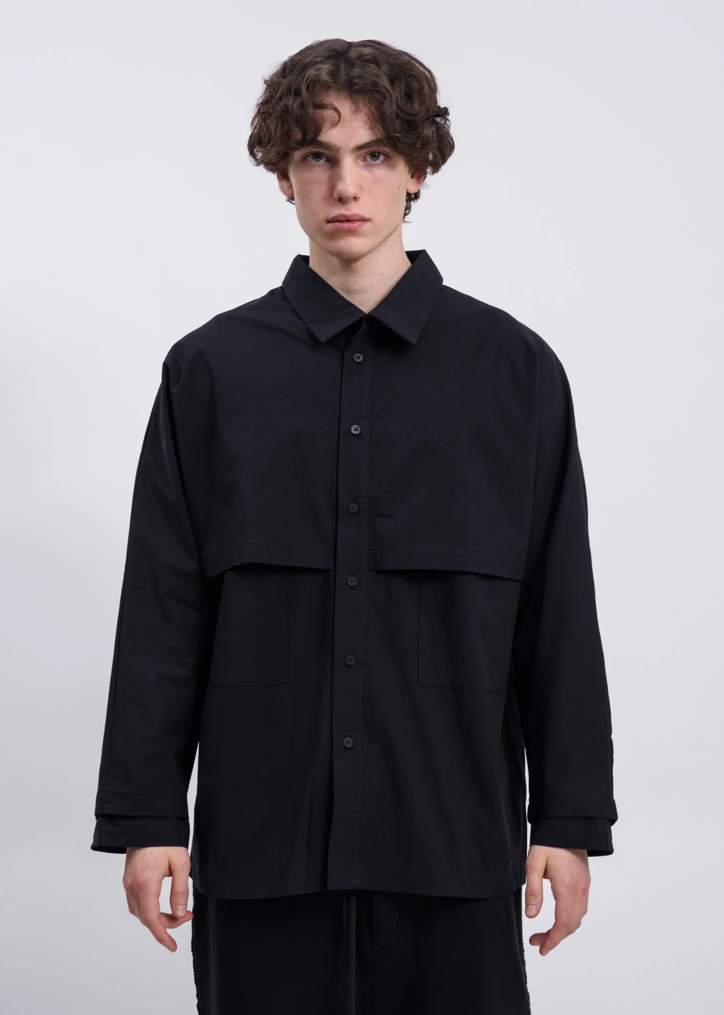 Black Layered Multi Pocket Shirt