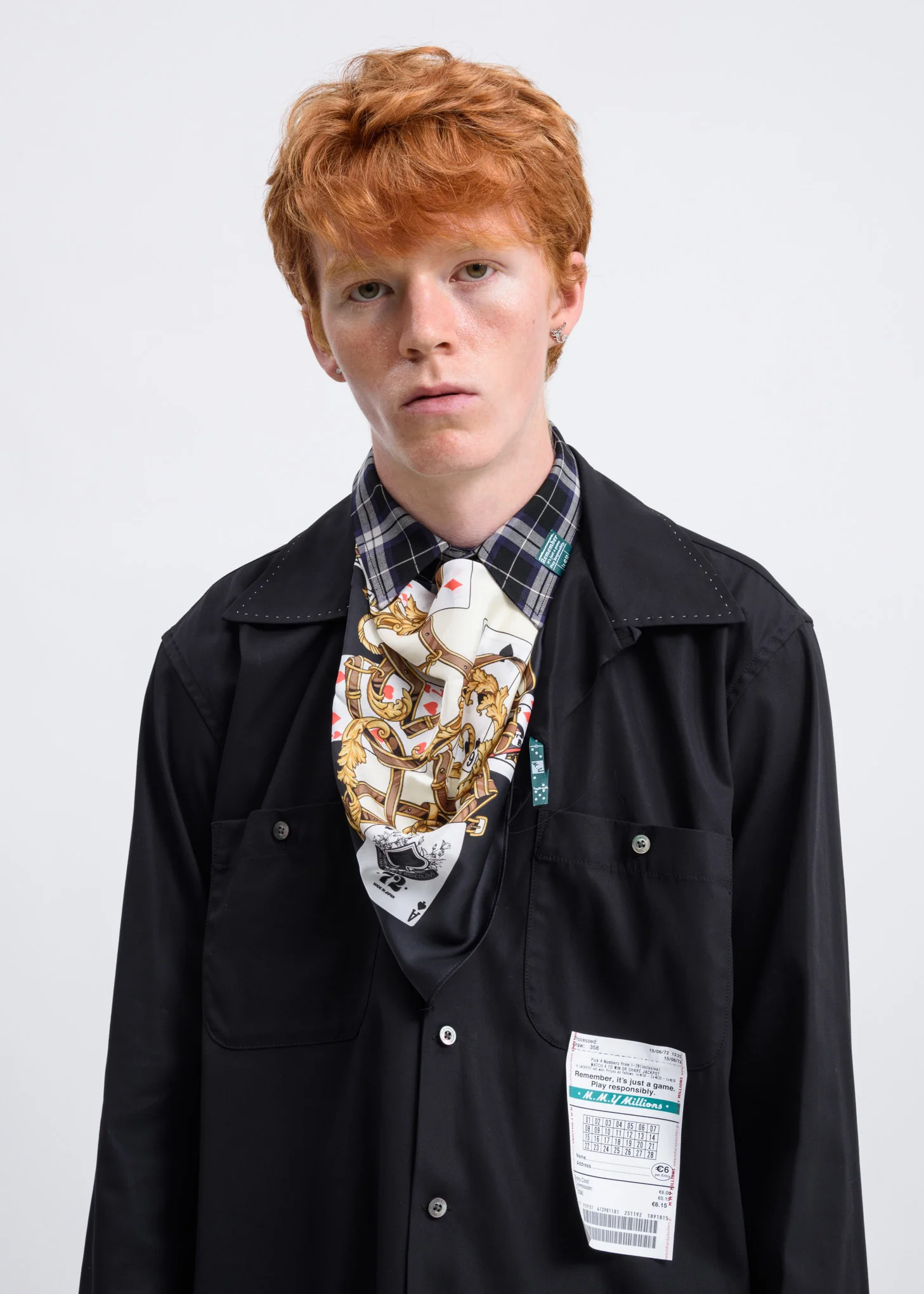 Black Layered Scarf Shirt - Image 2