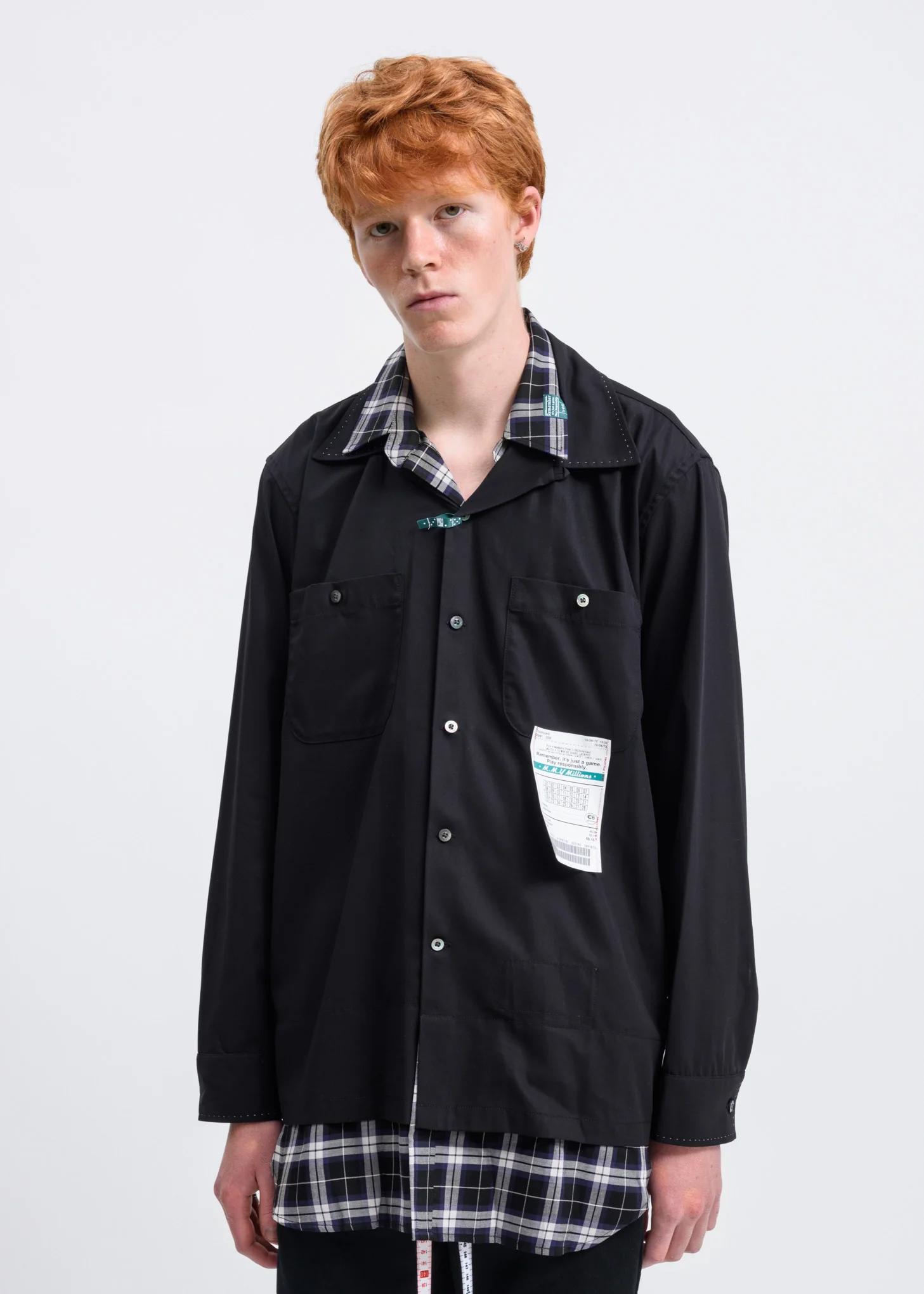 Black Layered Scarf Shirt - Image 4