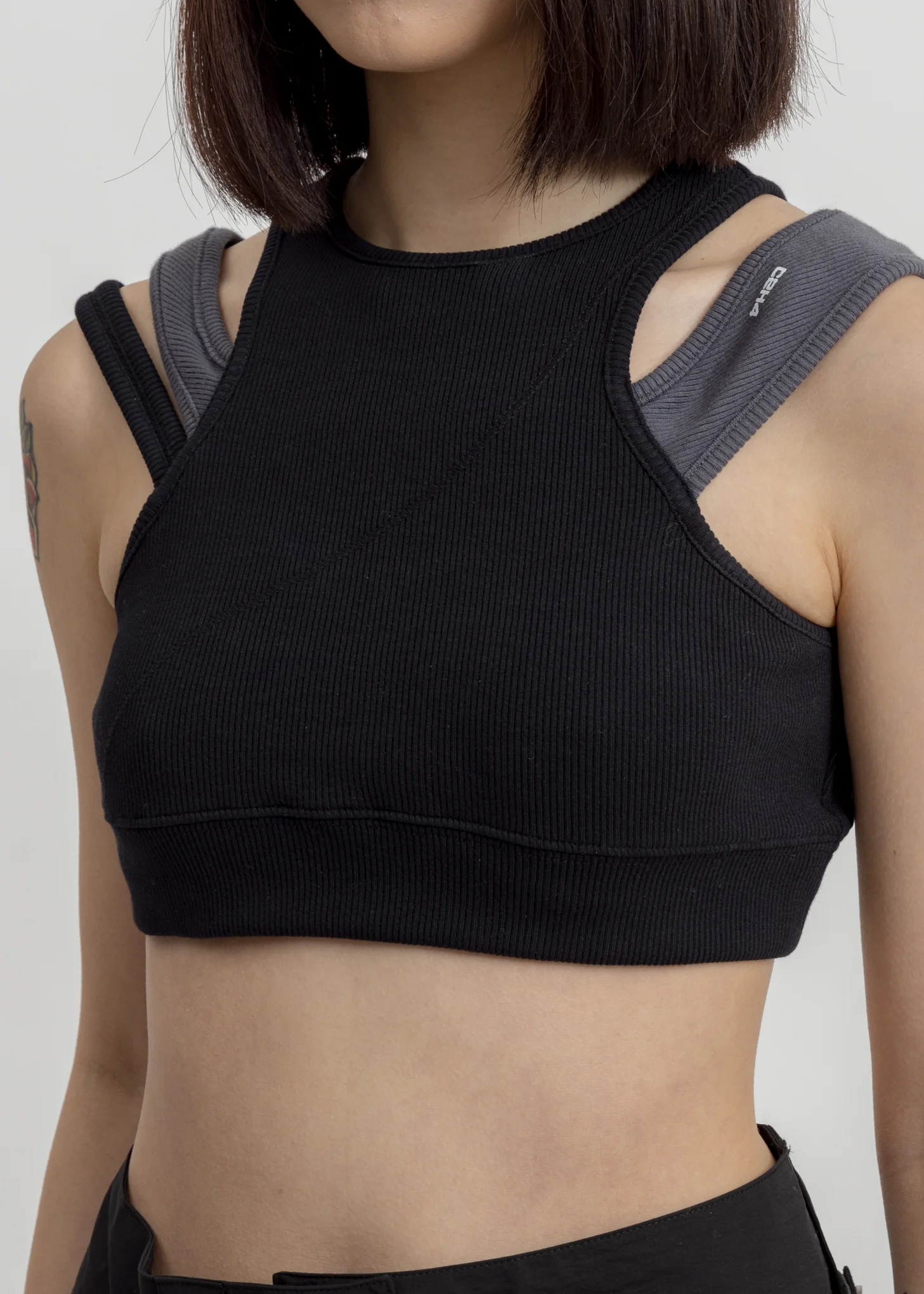 Black Layered Sporty Bra - Image 4